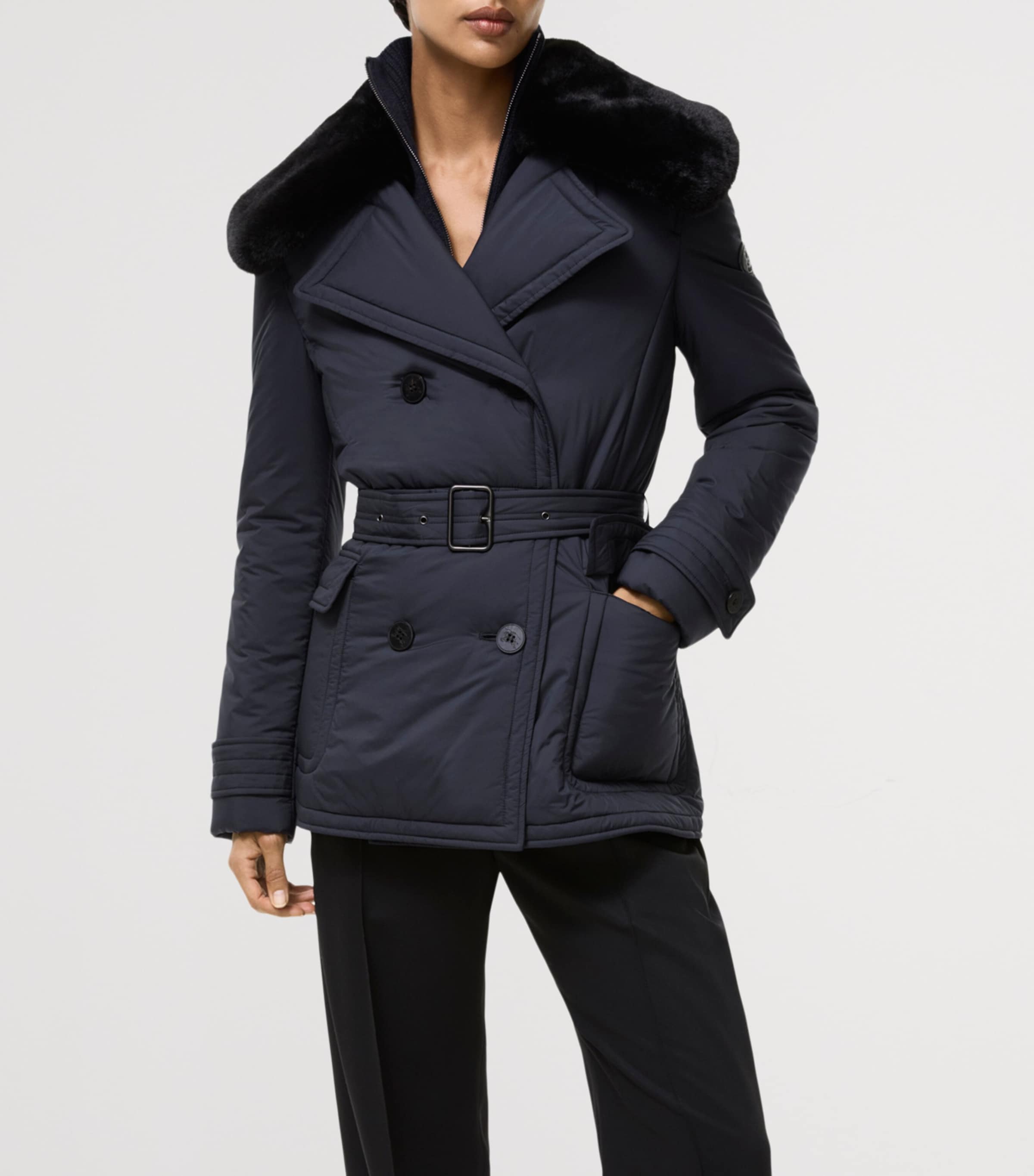 Burberry Womens Padded Hertford Trench Jacket Navy Image 2