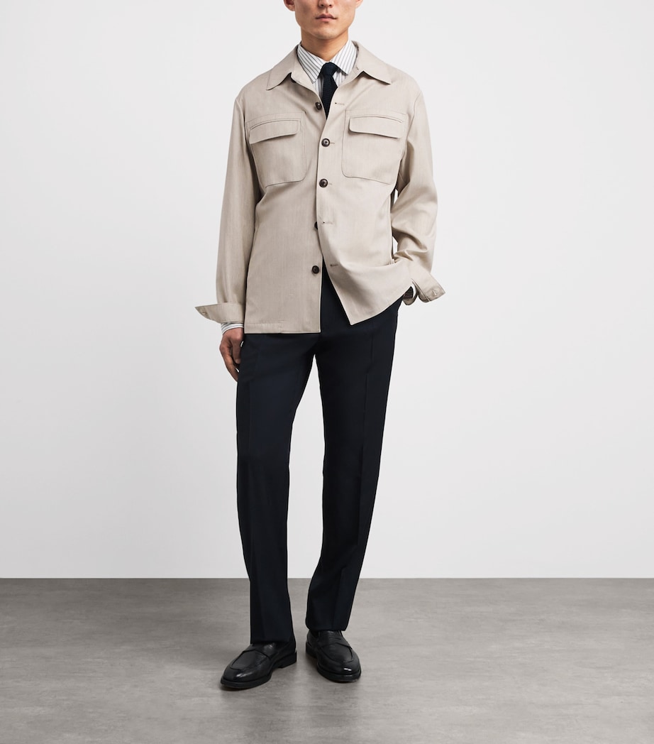 Pal Zileri Mens Stretch-Virgin Wool Overshirt Natural Image 2