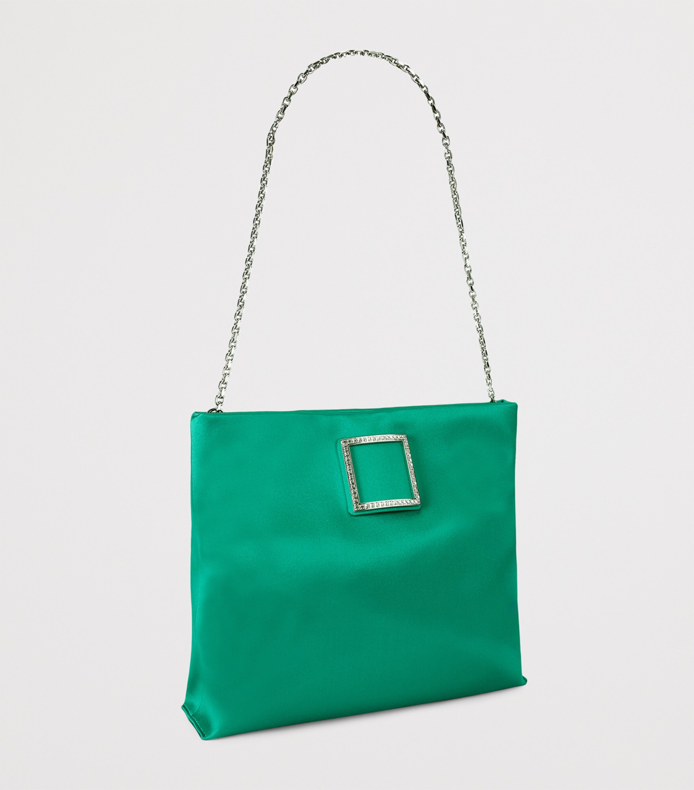 Roger Vivier Satin Trompette Pouch Green Image 2
