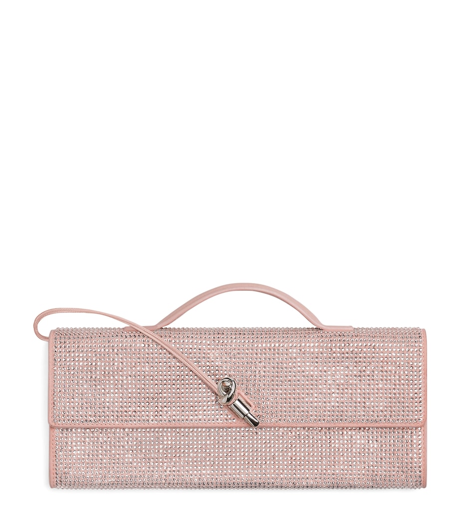 Leather Crystal-Embellished Andiamo Clutch Bag 6877 Image 1