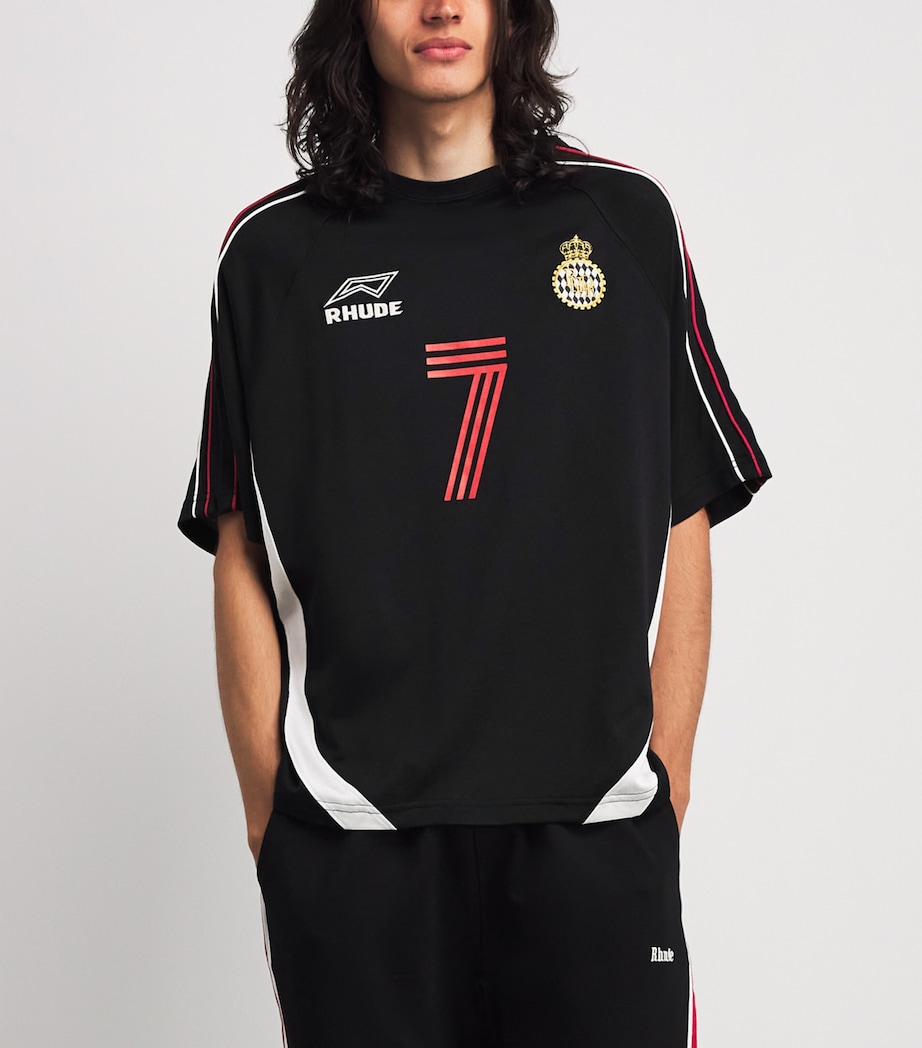 Rhude Mens Football Crest T-Shirt Blk/wht/red Image 4