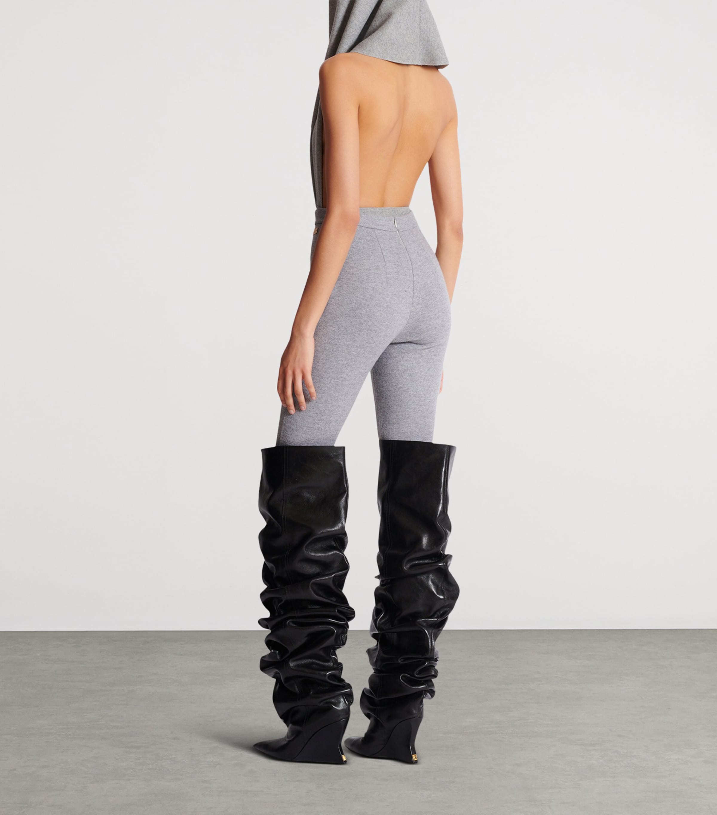 Wool-Blend Knitted Leggings 9AD GRIS CHIN ECLAIR Image 3