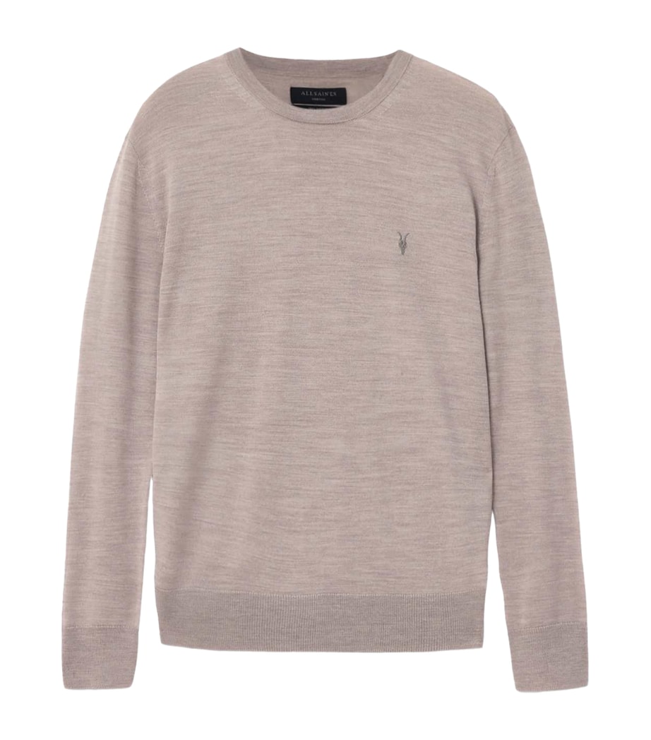 AllSaints Mens Merino Wool Mode Sweater Stone Taupe Image 1