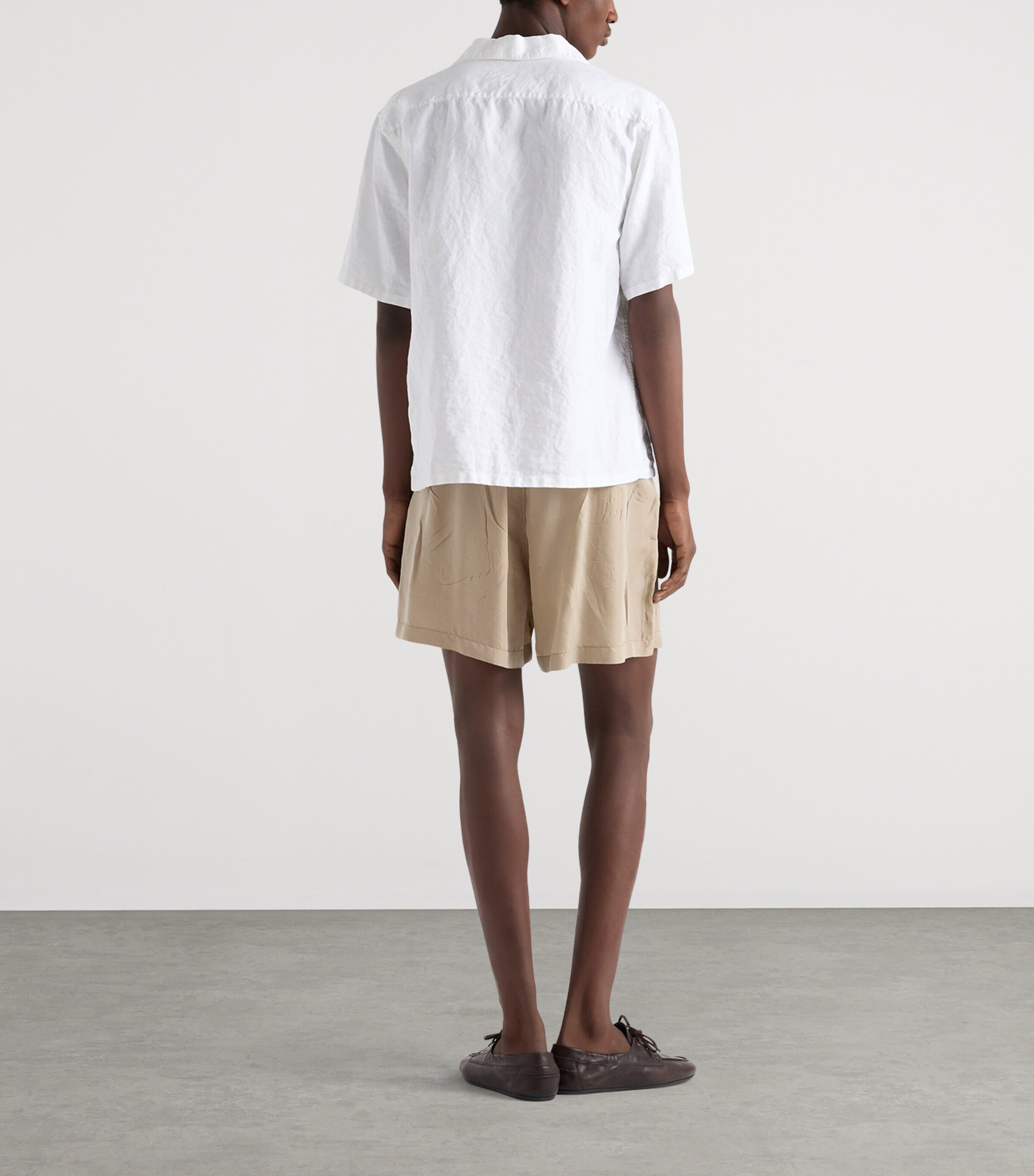 Prada Mens Linen Embroidered Oversized Bowling Shirt White Image 4