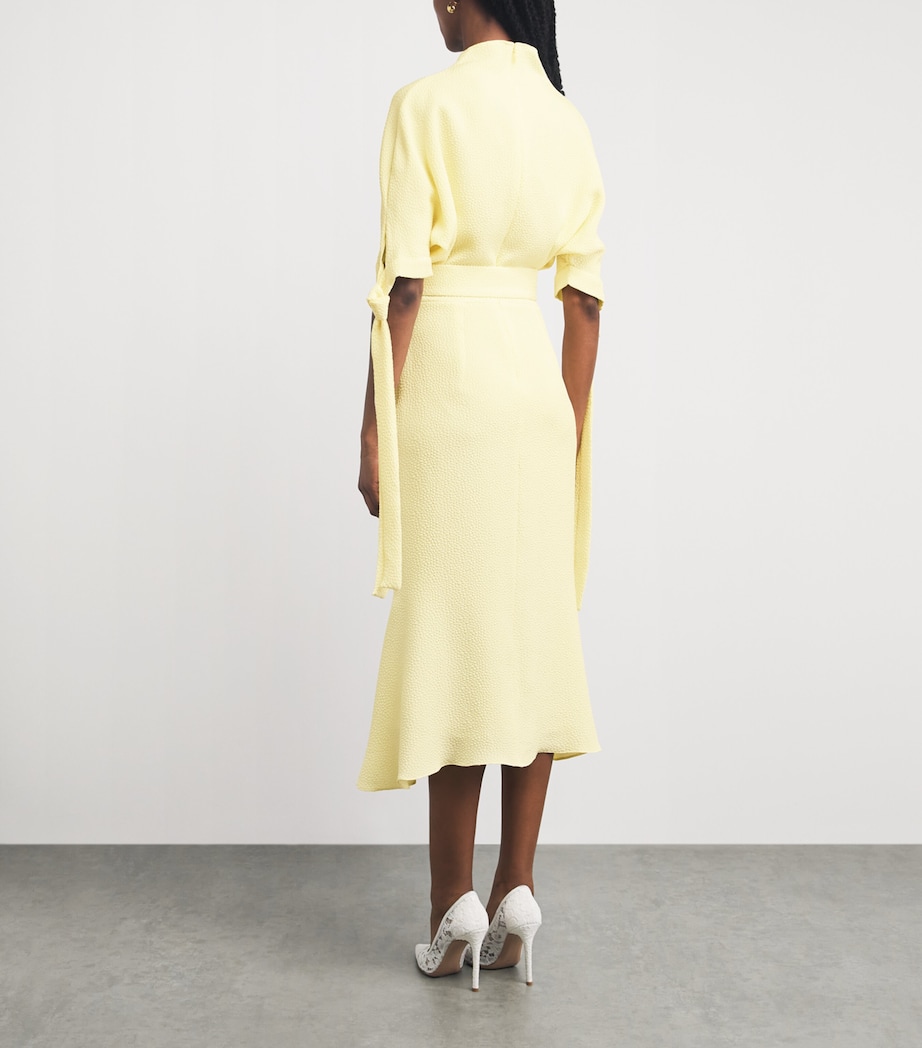 Edeline Lee Womens Jacquard Belted Pedernal Midi Dress Lem/lemon Image 4
