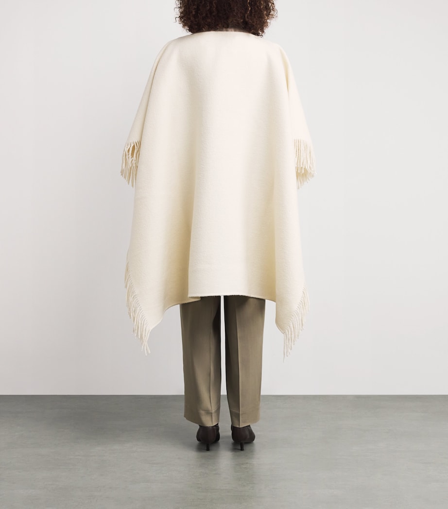 Wool-Blend Fringe Poncho 264 WINTER WHITE Image 4