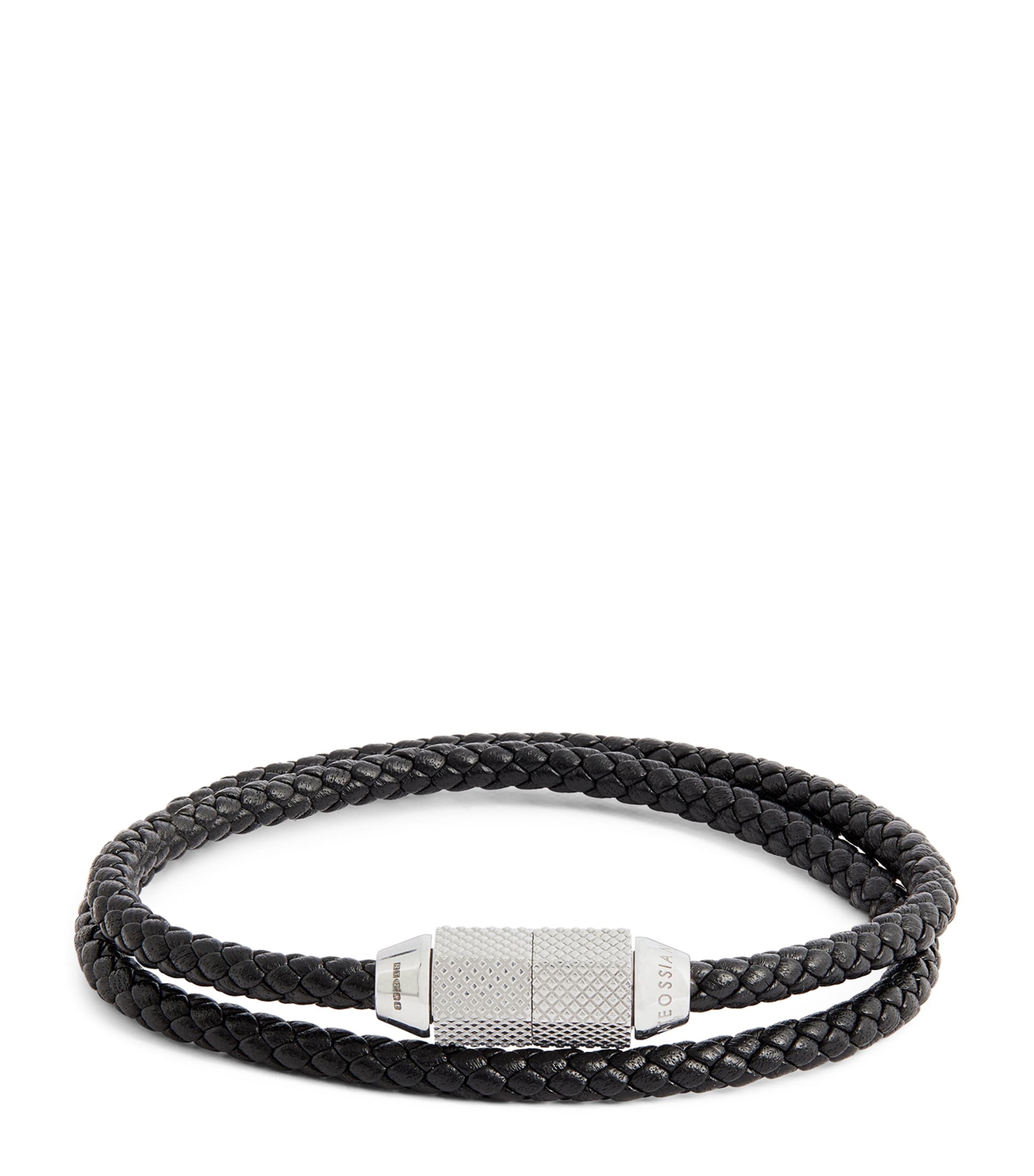 Tateossian Leather Macramé Bracelet In Black