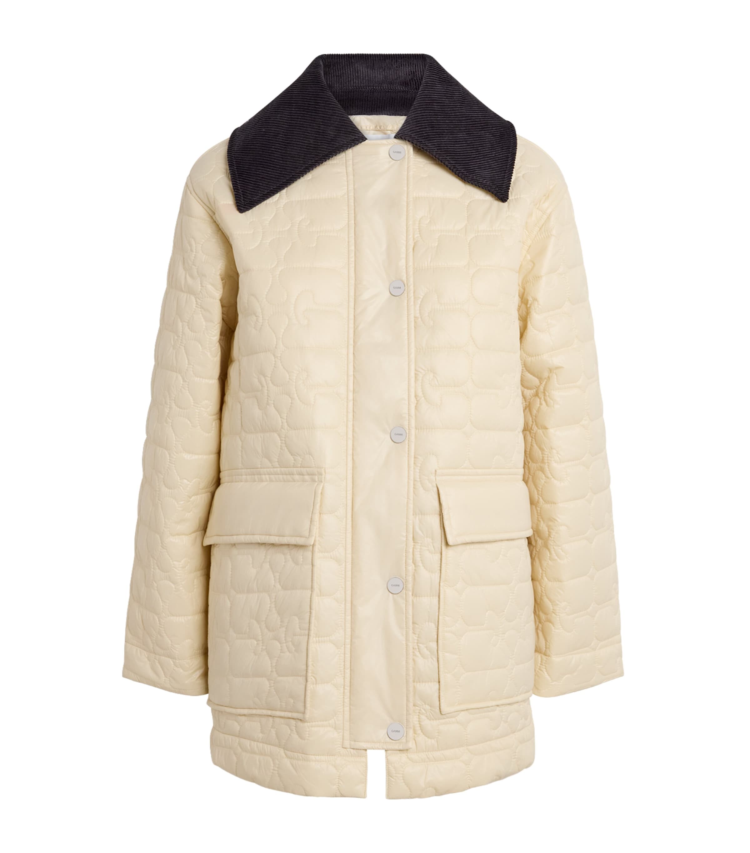 Corduroy-Collar Shiny Quilted Jacket 265 ANGORA Image 1