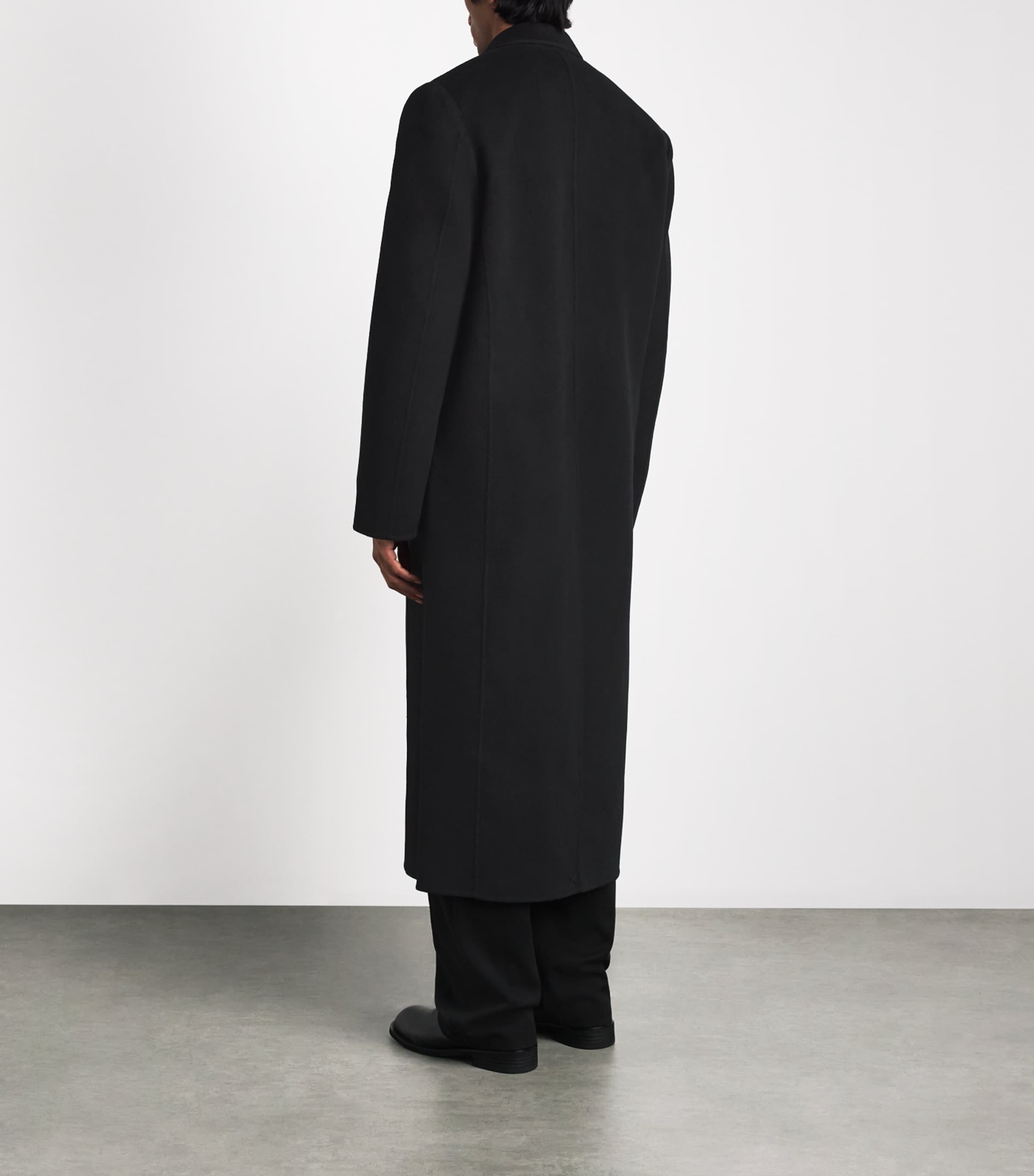 Séfr Mens Wool-Cashmere Overcoat Black Image 5