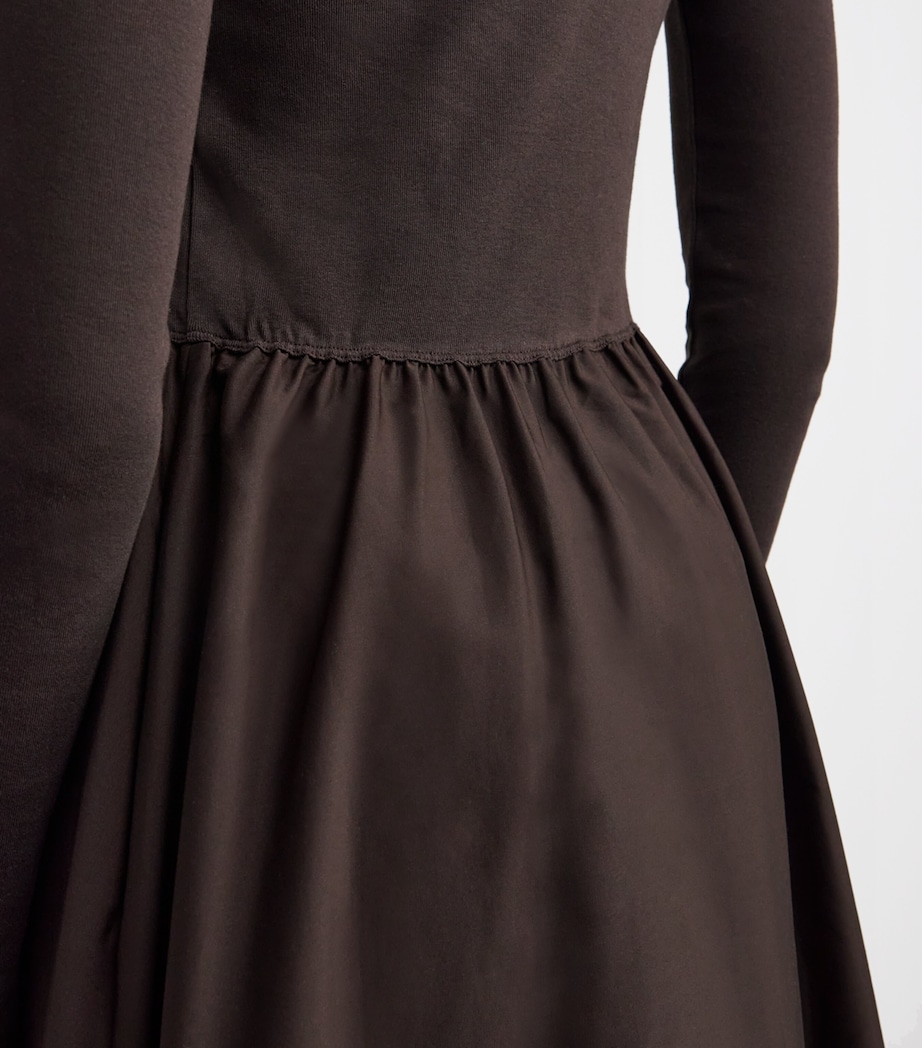 Cotton A-Line Midi Dress BROWN Image 6