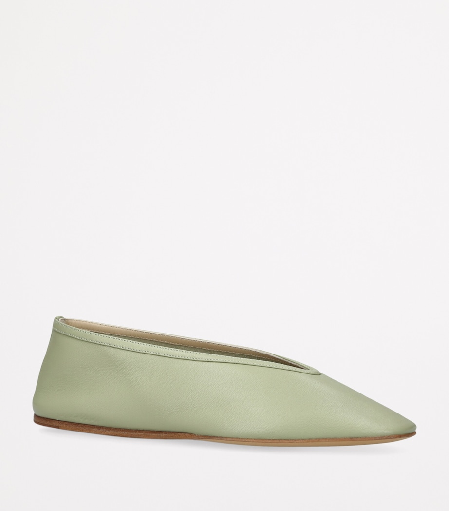 Le Monde Beryl Leather Luna Ballet Flats Pale Green Image 3