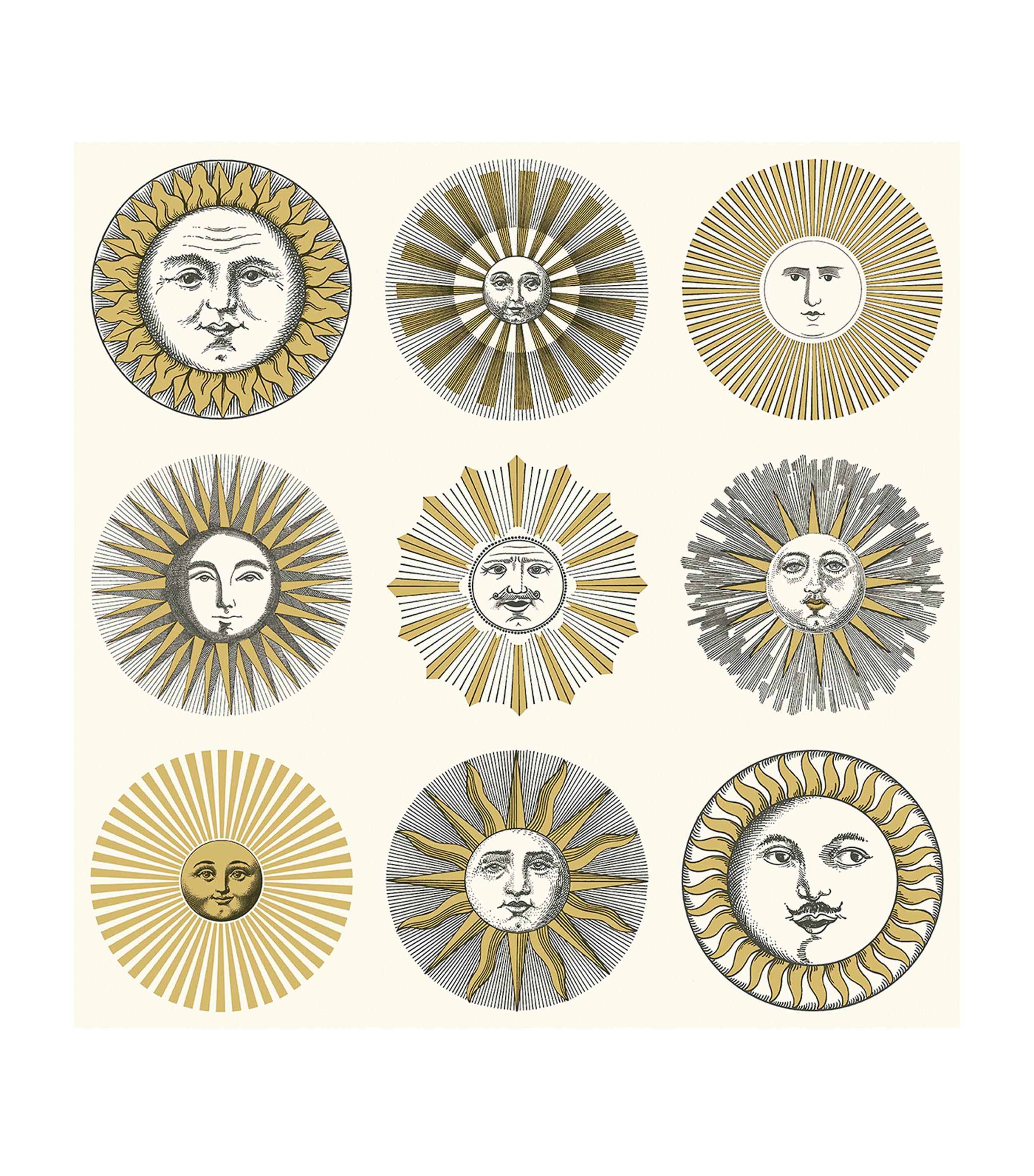 Cole & Son x Fornasetti Soli Wallpaper Roll Cream & Gold Image 1
