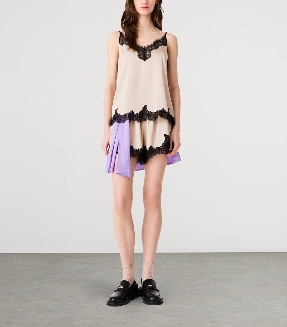 Maje Womens Lace-Trim Cami Top Beige Image 2