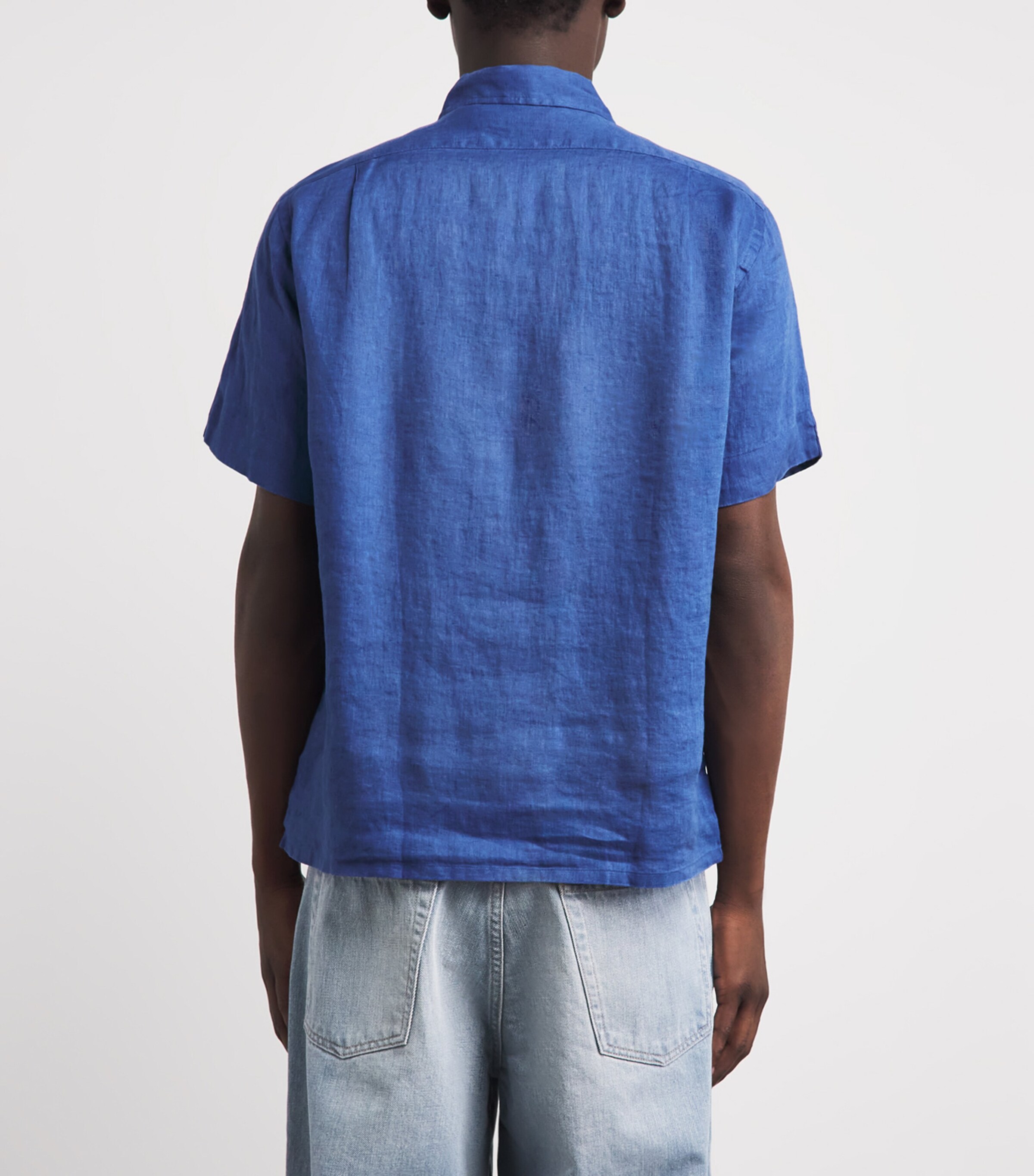 Polo Ralph Lauren Mens Linen Short-Sleeve Classic-Fit Shirt Dusty Azure Image 5