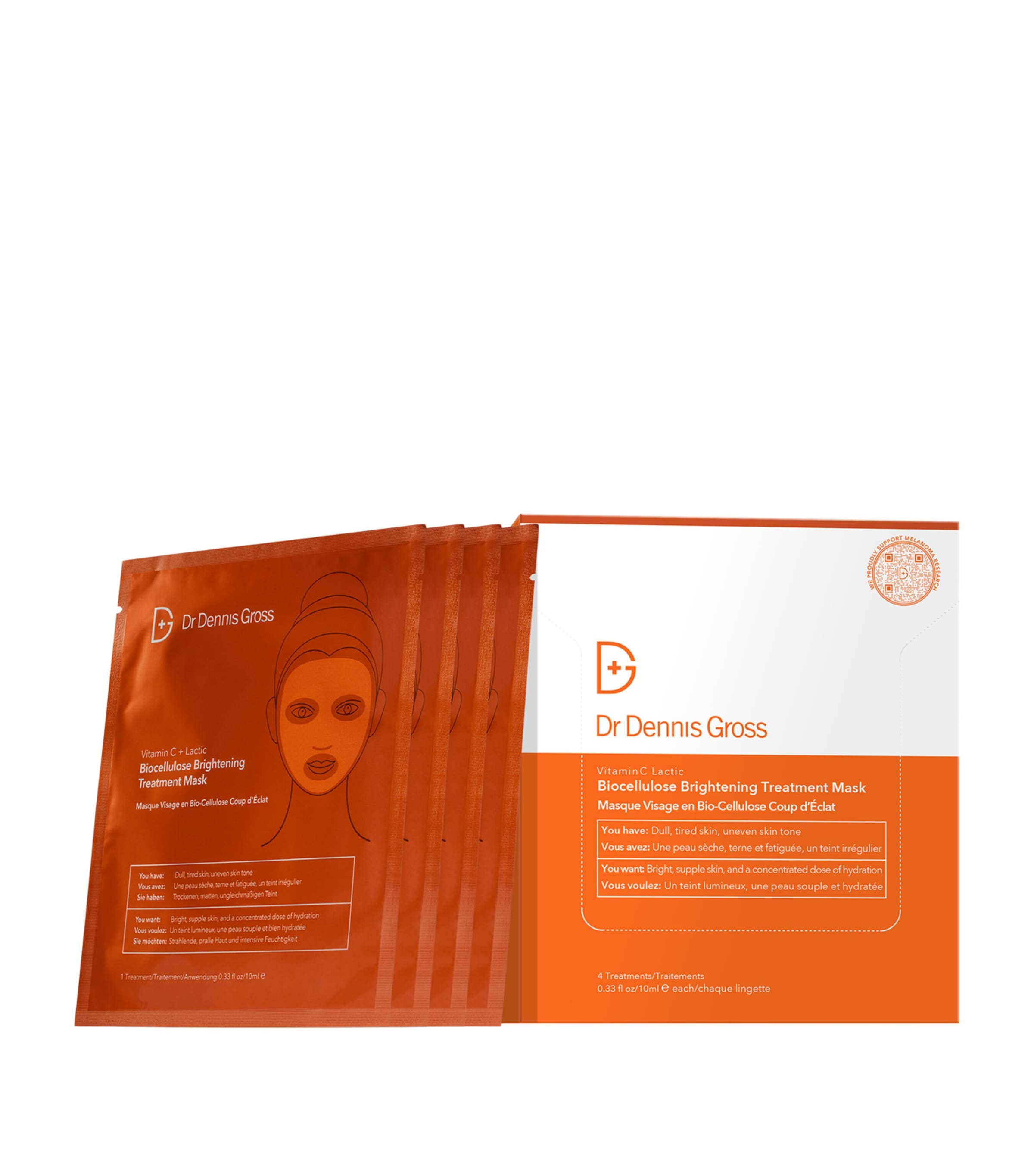 Dr Dennis Gross Vitamin C + Lactic Biocellulose Brightening Treatment Mask (10ml) | Skincare | Face Masks | Sheet Masks | Designers | Dr Dennis Gross