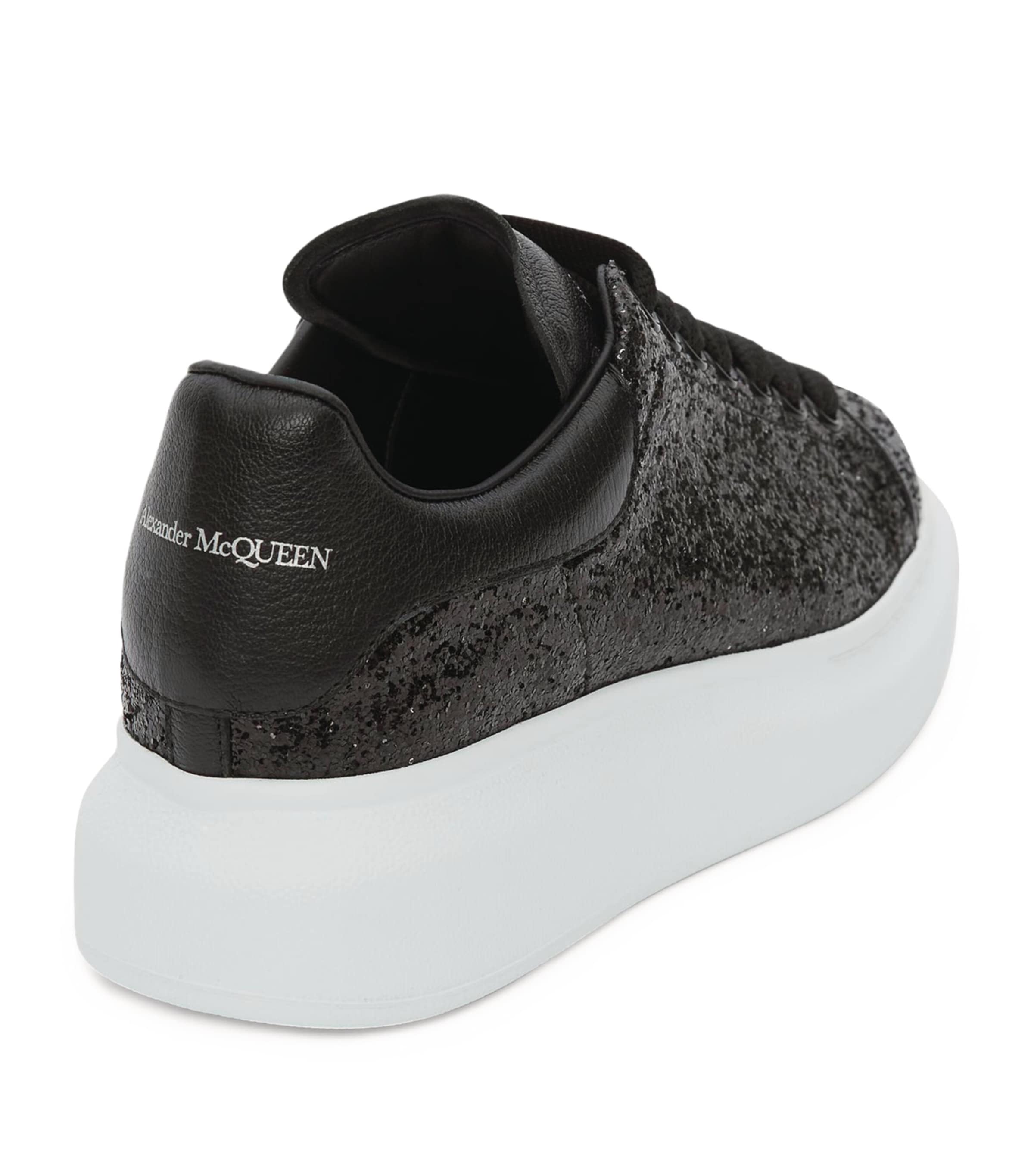 McQueen Black Glitter Oversized Sneakers Harrods UK