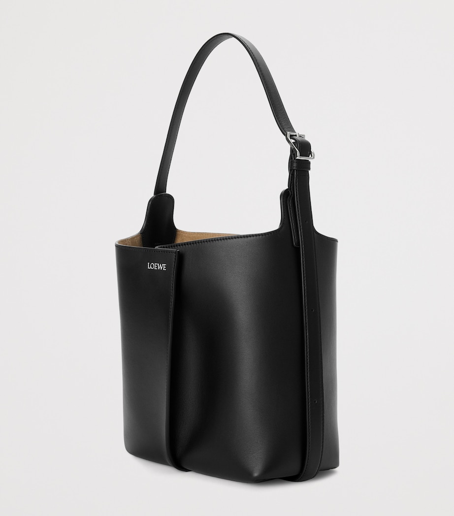 LOEWE Womens Medium Leather Bilbao Bucket Bag Black Image 2