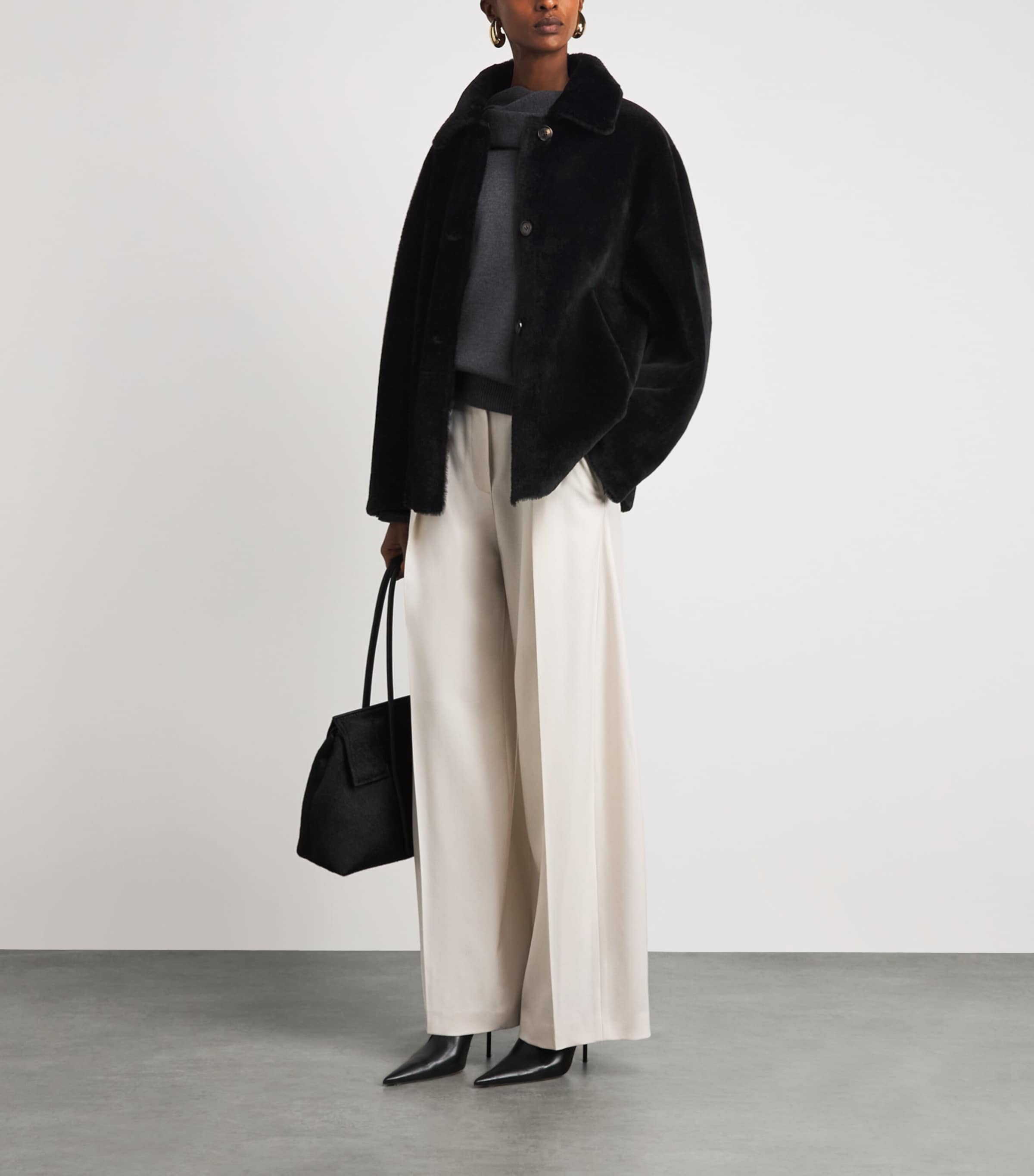 Kiton Womens Shearling Reversible Jacket Black Image 2