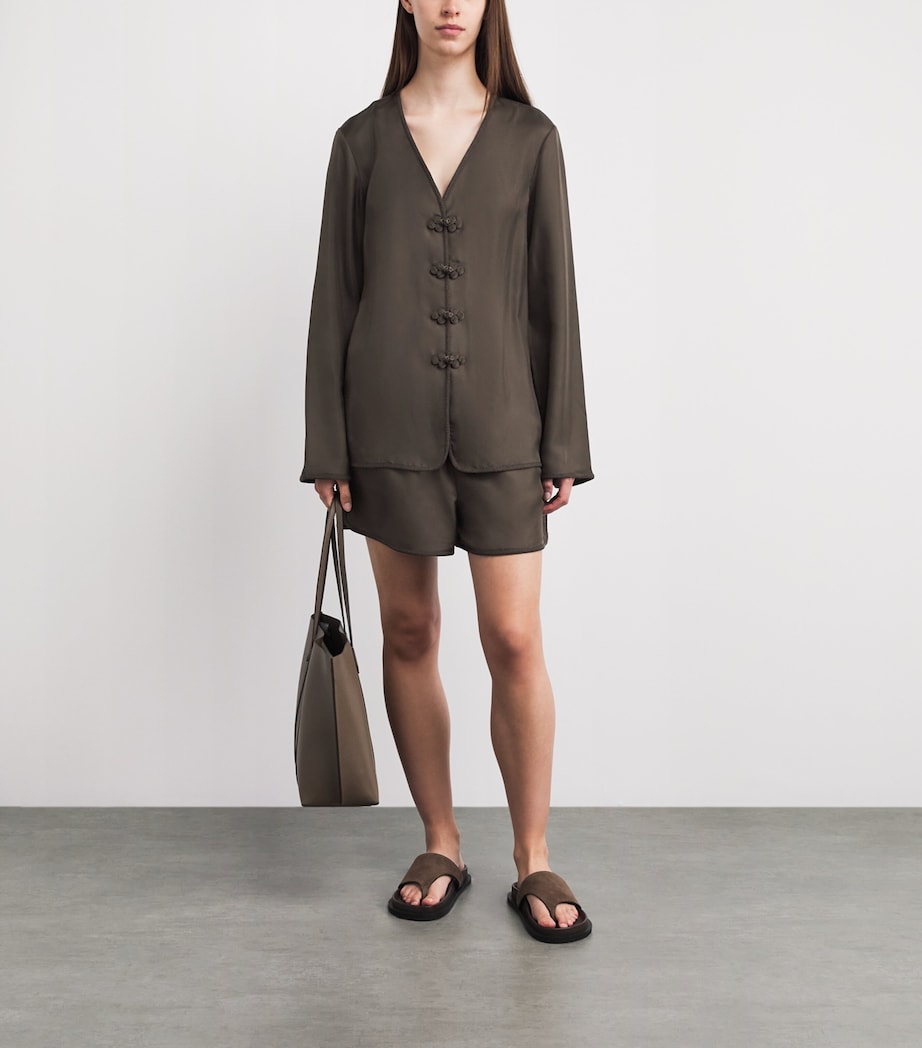 Róhe Womens Silk Pankou Blouse Earth Image 2