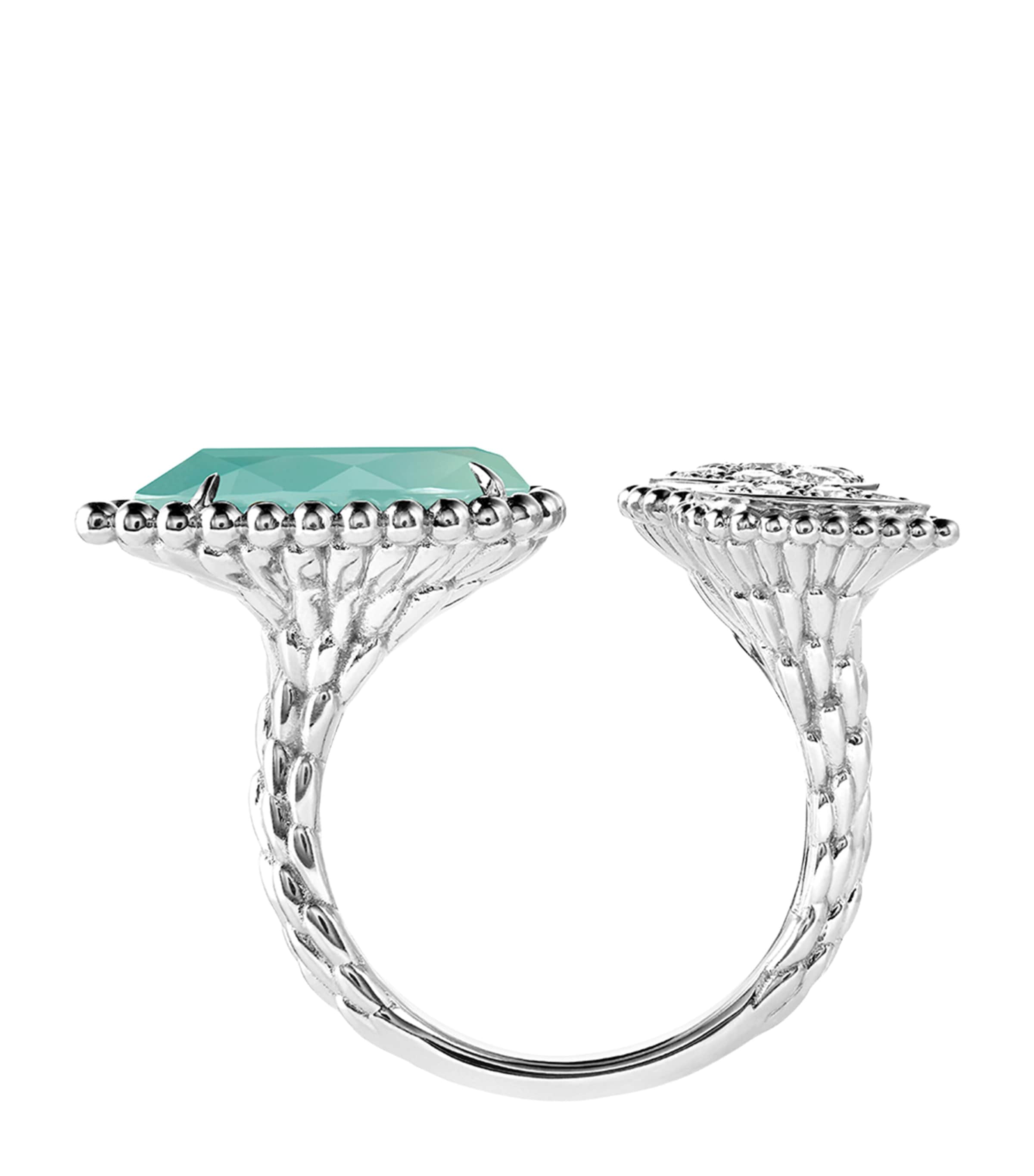 White Gold, Diamond and Aquaprase Serpent Bohème Ring BLUE Image 2