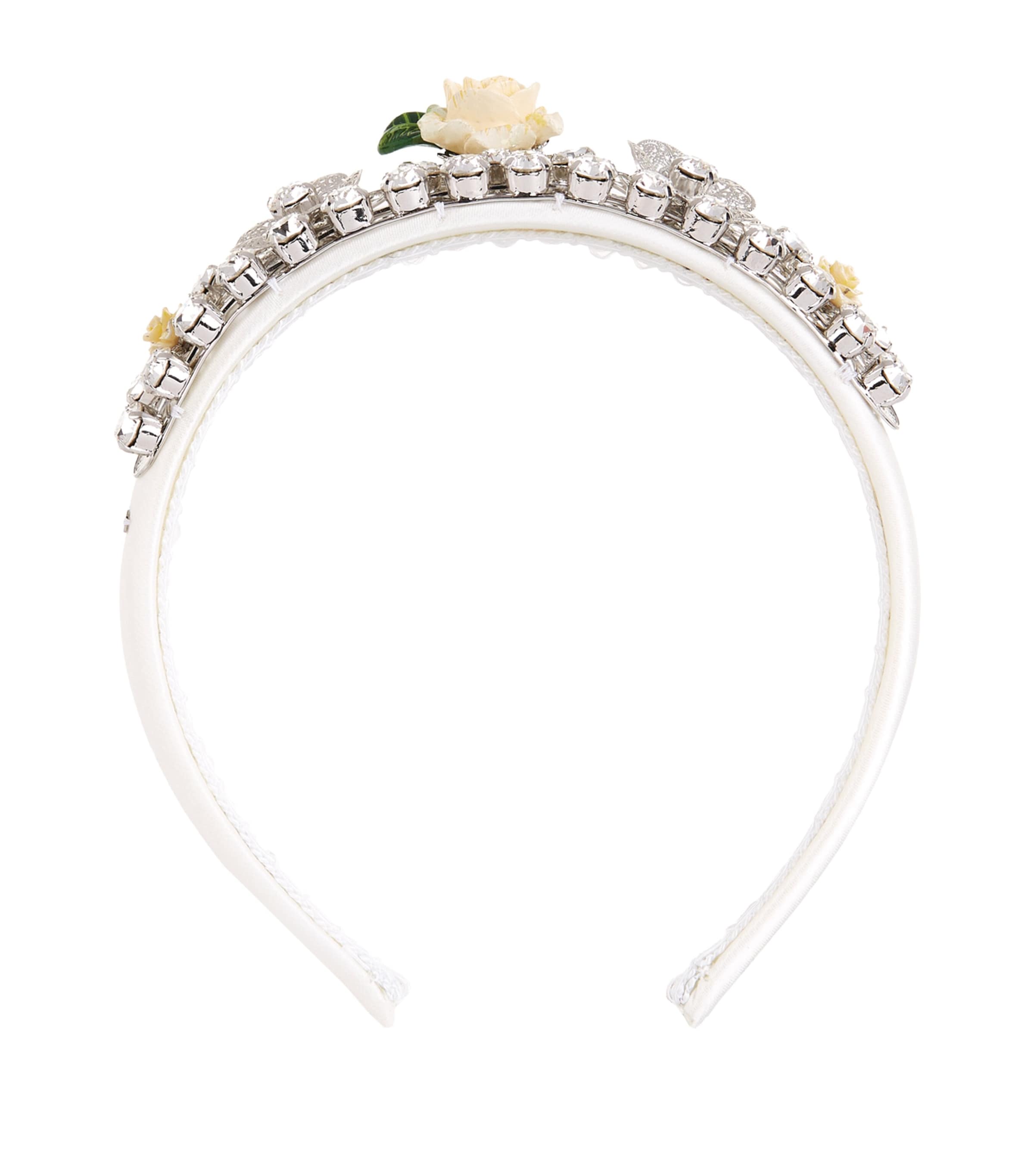 Floral-Detail Tiara W0111-WHITE Image 2