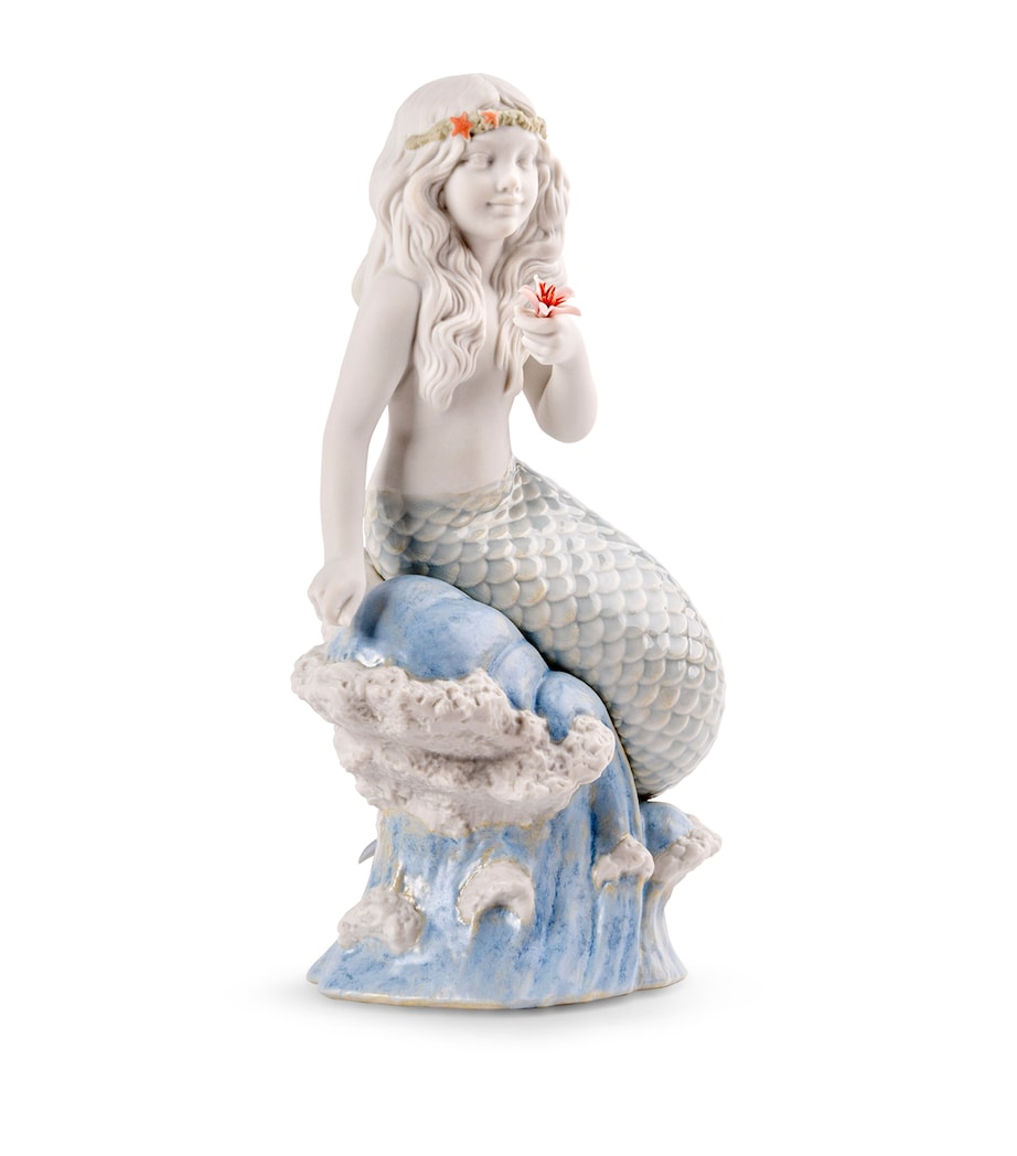 Lladró Porcelain Little Mermaid Figurine White & Blue Image 1