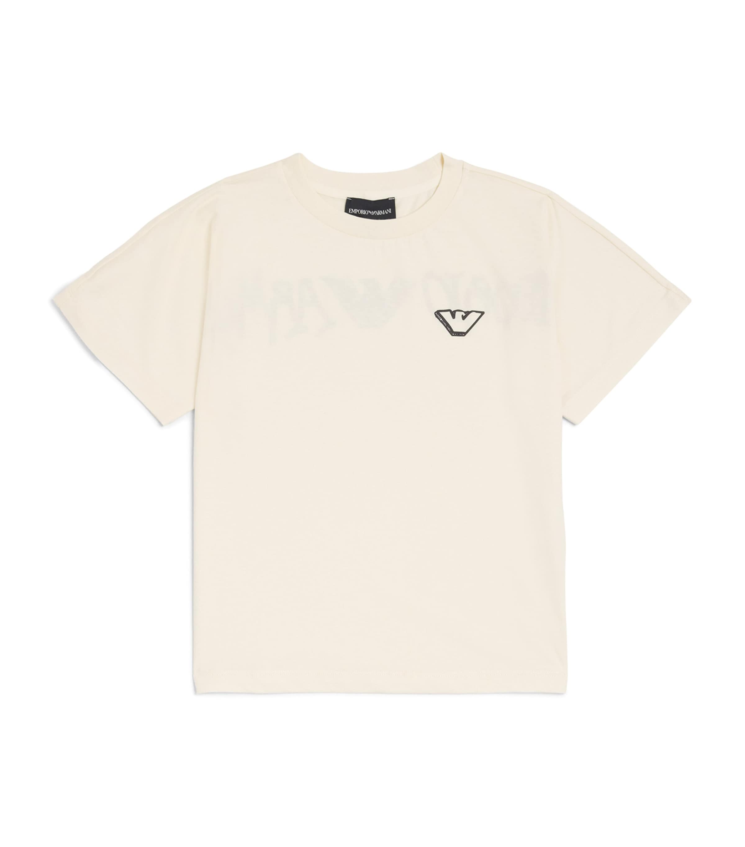 Shop Emporio Armani Cotton Logo T-shirt In Ivory