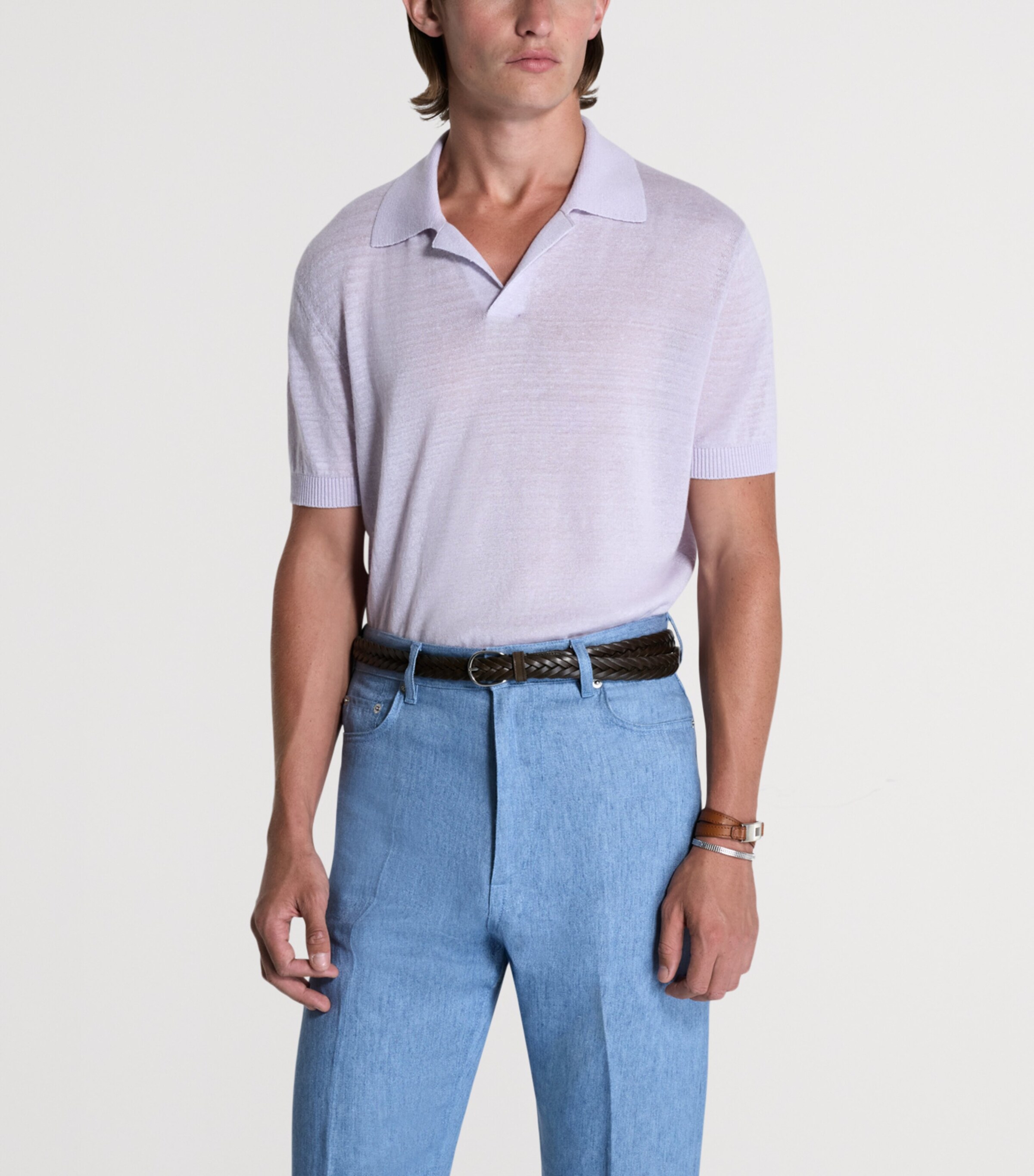 Dunhill Mens Linen-Cashmere Polo Shirt Image 4