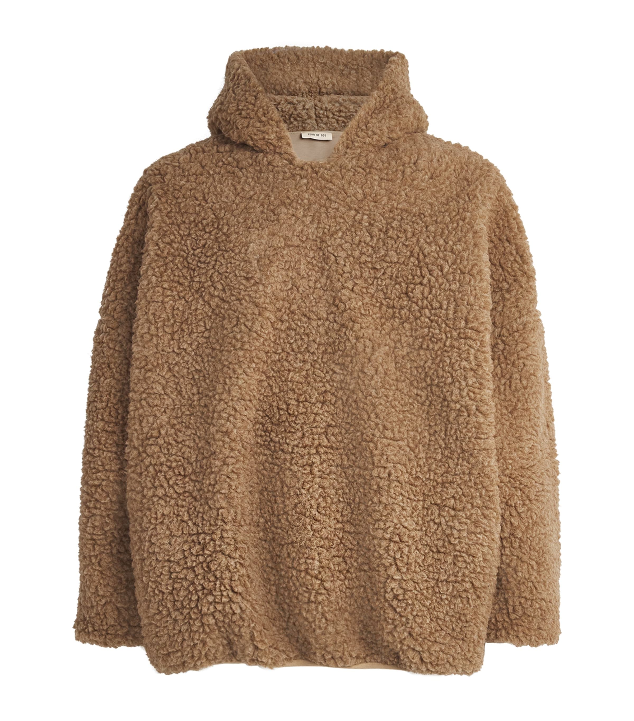 Fear Of God Bouclé Hoodie In Brown