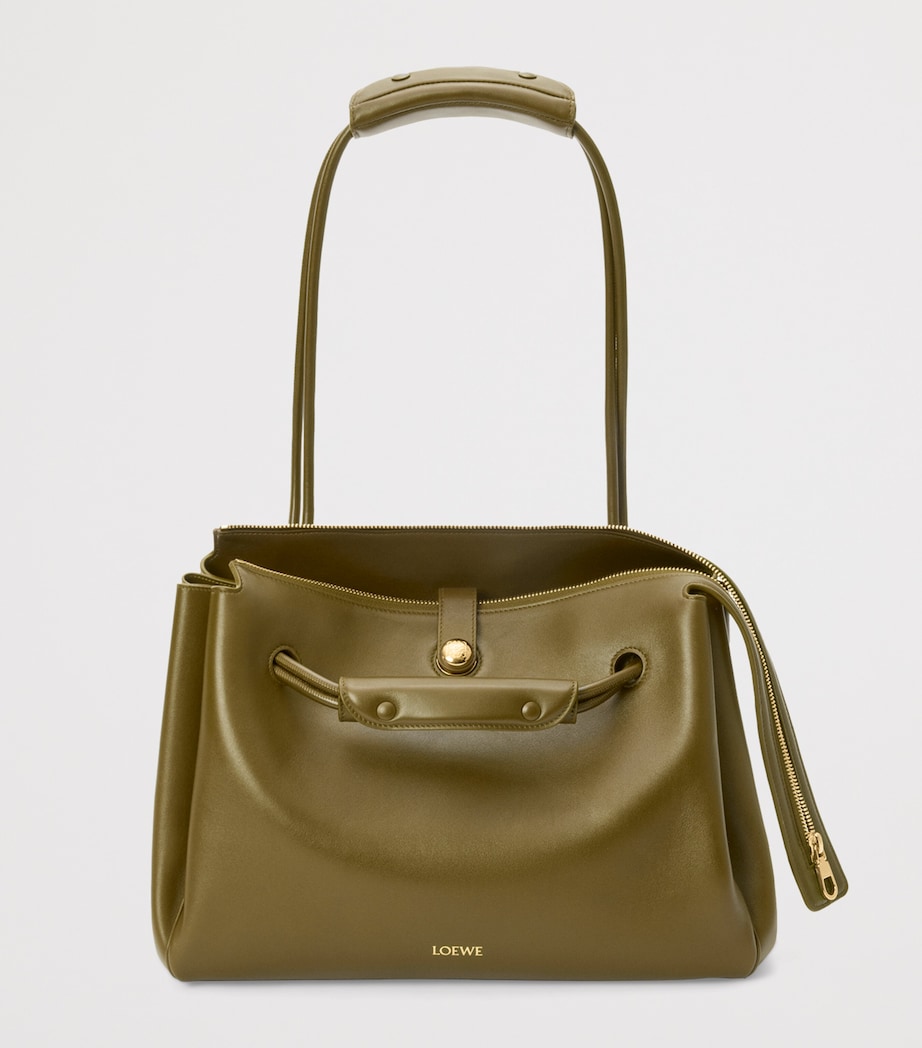 Large Leather Madrid Shoulder Bag OLIVE Image 2