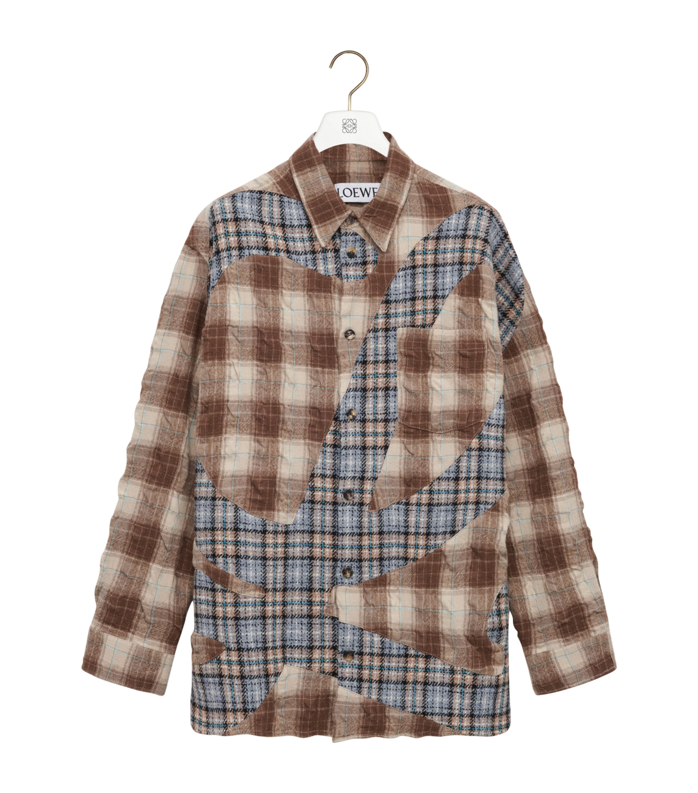 Wool-Blend Long-Sleeve Check Shirt BROWN/GREY Image 1