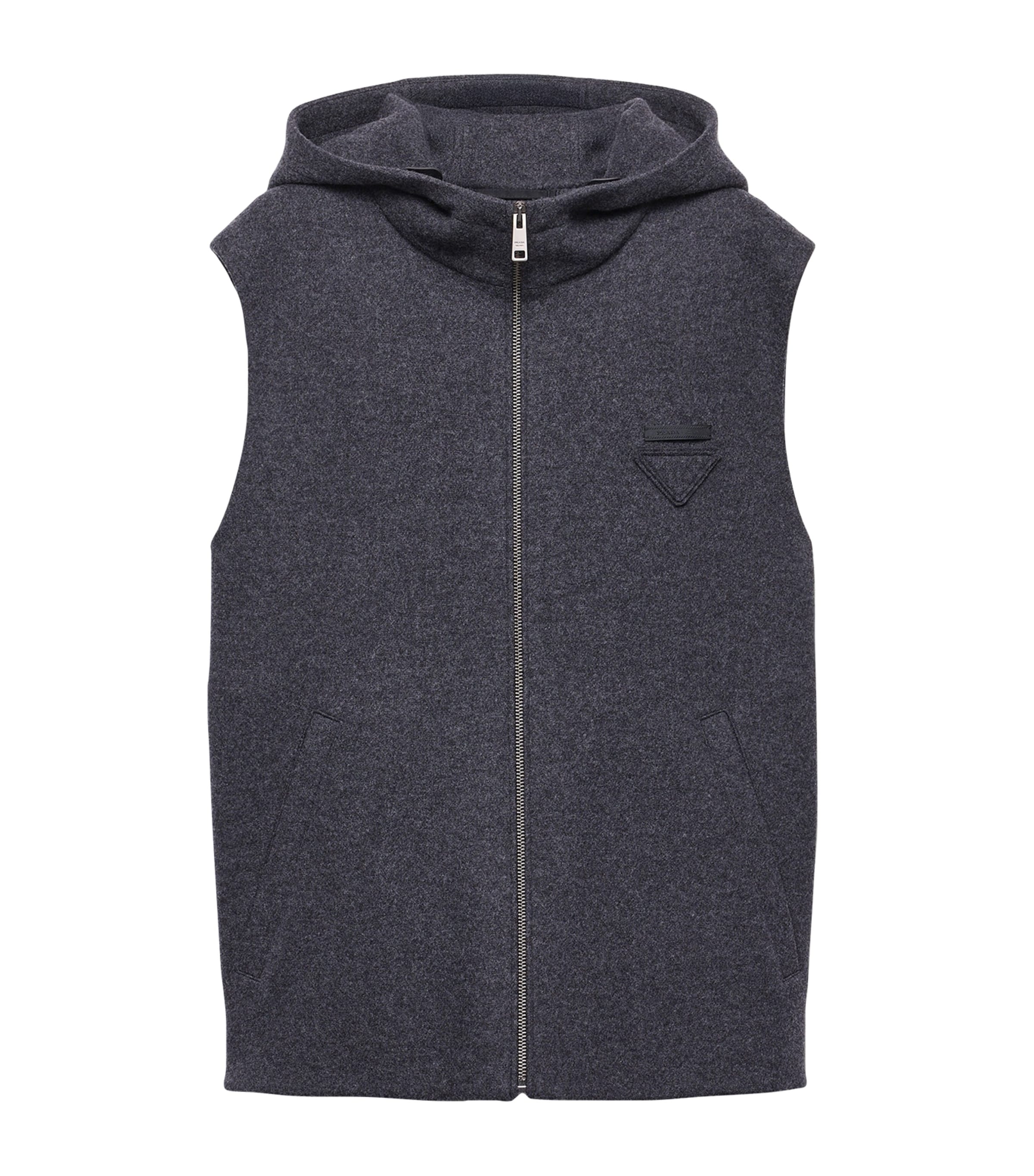 Wool-Cashmere Hooded Gilet F0AGF Image 1