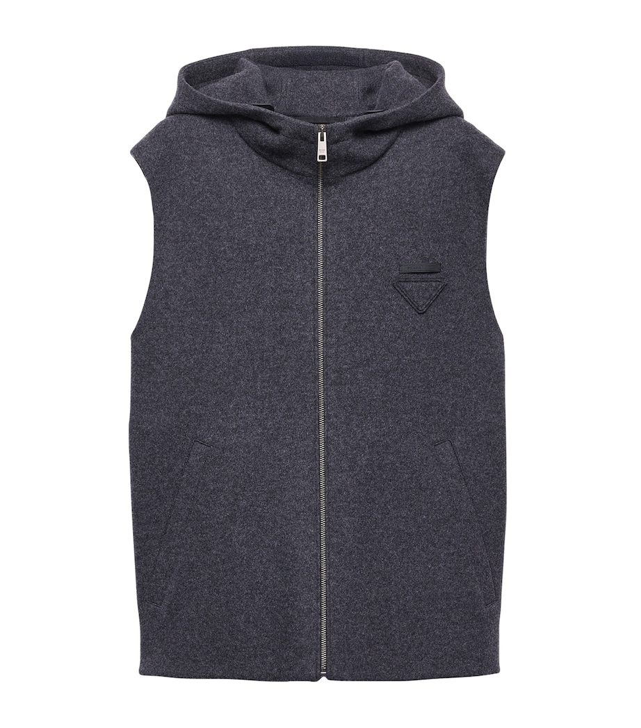 Wool-Cashmere Hooded Gilet F0AGF Image 1