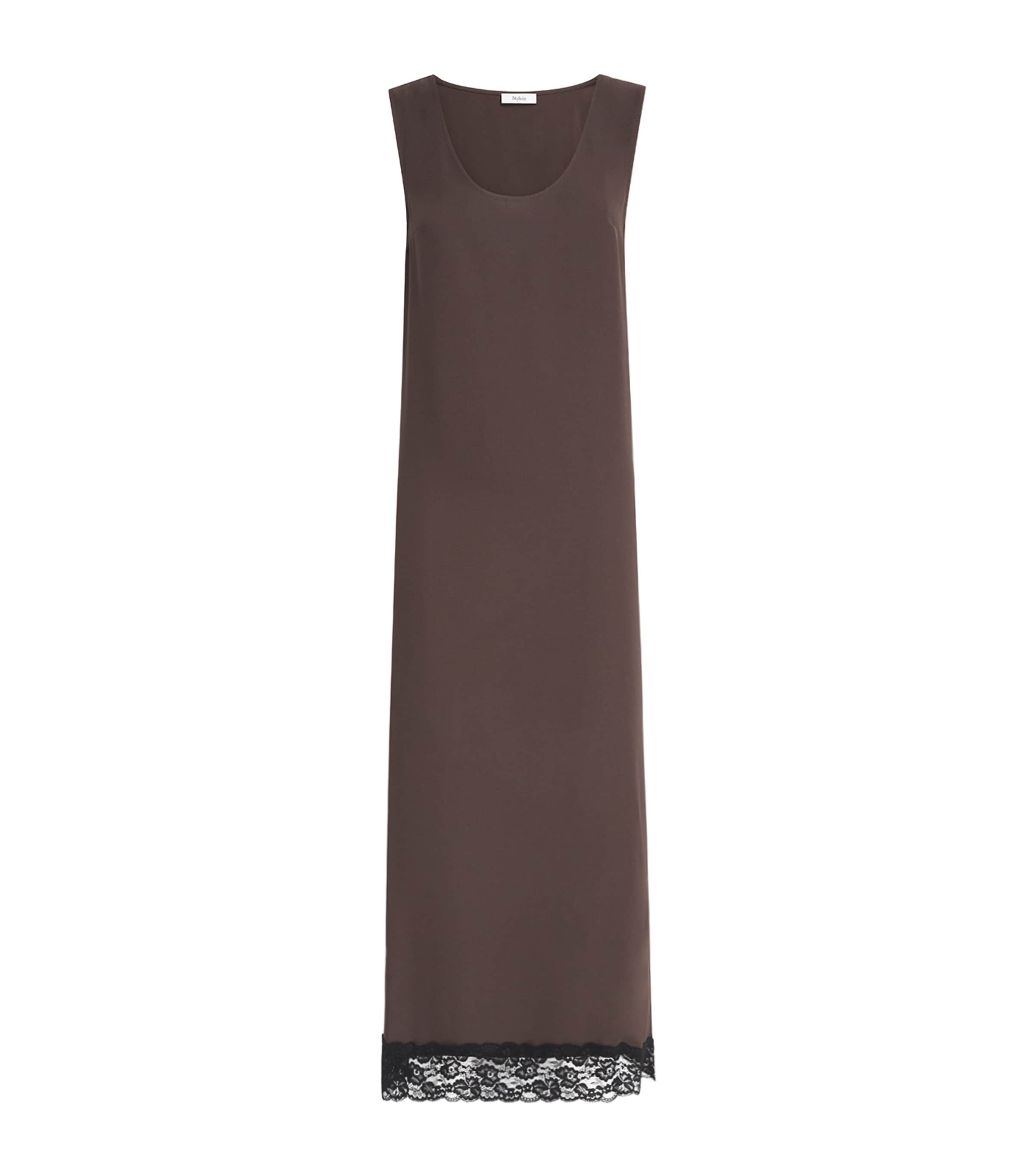 Stylein Womens Malea Lace-Trim Maxi Dress Coffee Image 1