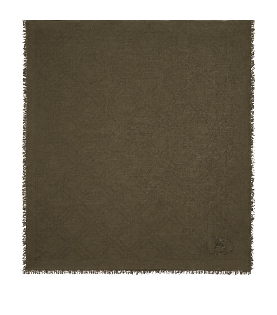 Wool-Silk Wide Check Scarf SWAMP GREEN Image 1