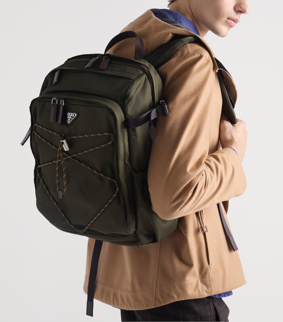 Re-Nylon and Leather Drawstring Backpack F0334 Image 8