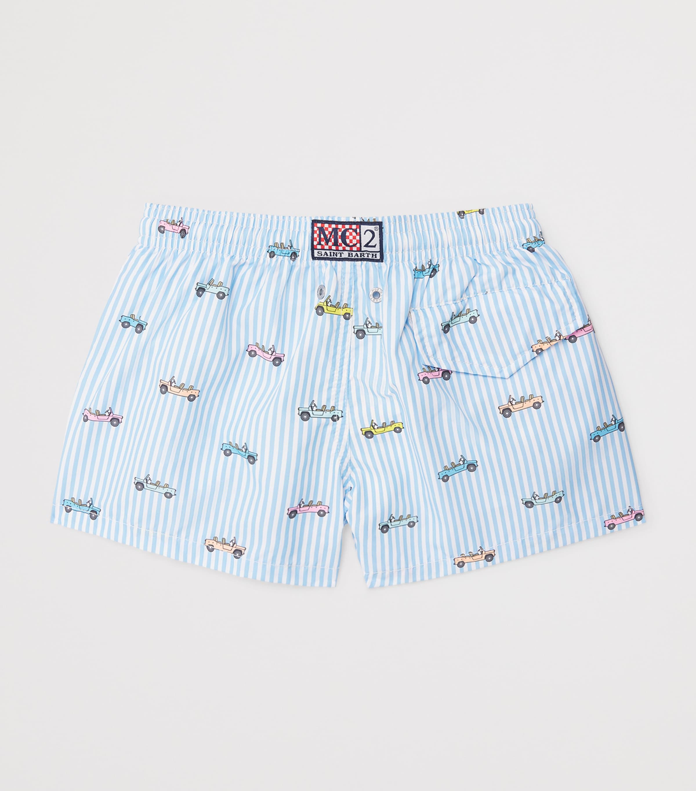 Mc2 Saint Barth Kids Printed Jean Lighting Swim Trunks (2-14 Years) Spd Multi Strpe S Image 2
