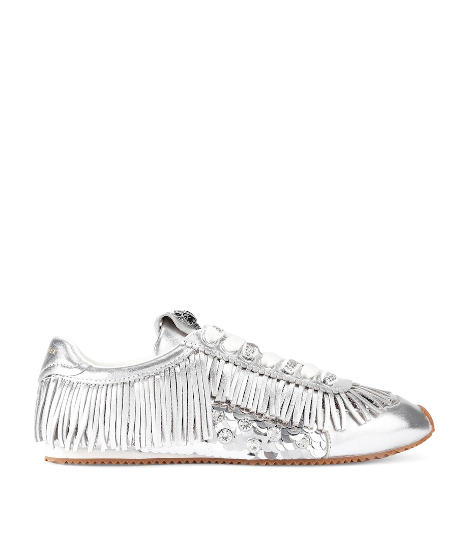 Leather Fringe Islington Sneakers SILVER Image 1