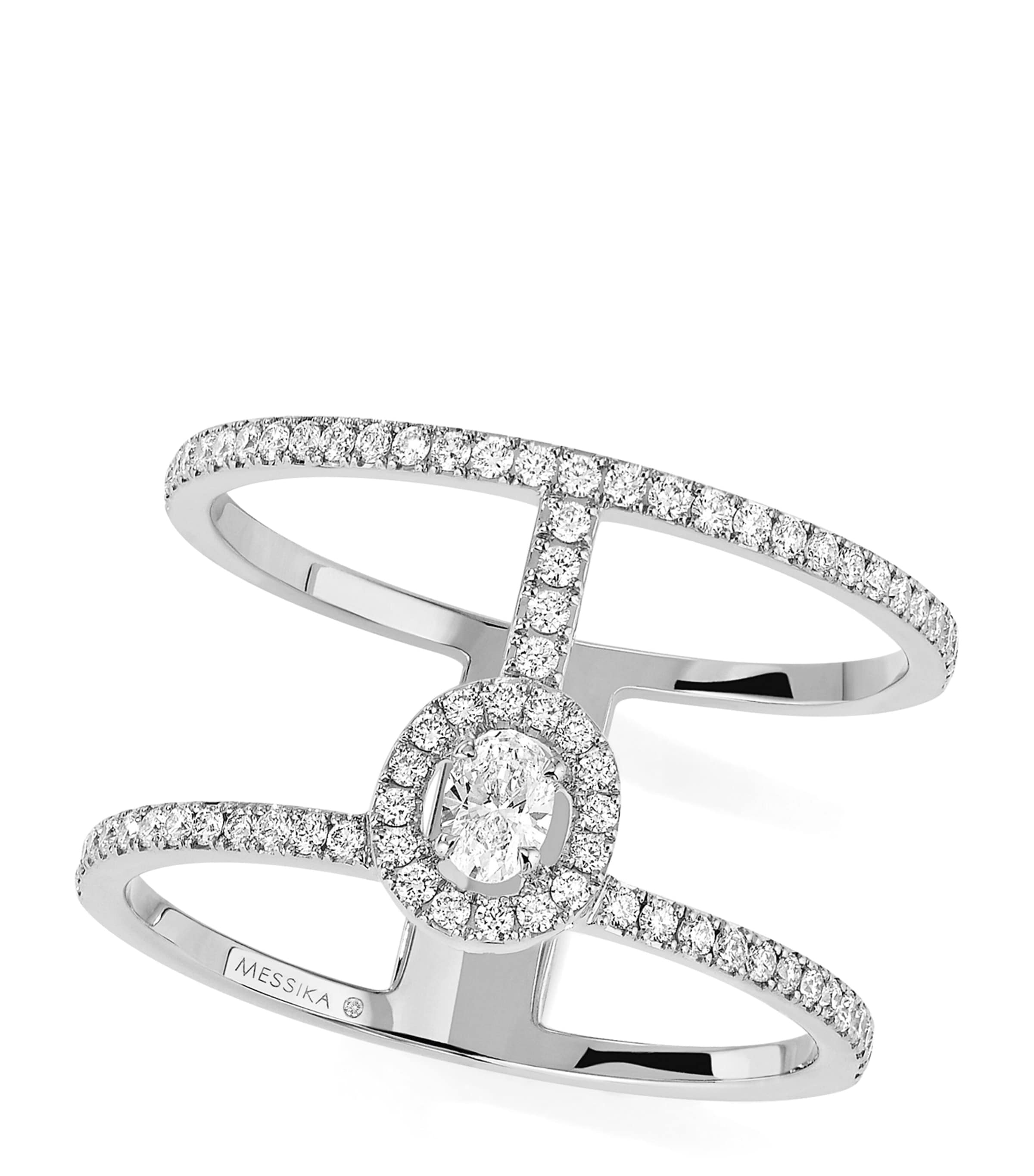 Messika Glam'Azone White Gold and Diamond 2-Row Pavé Ring White Gold Image 1