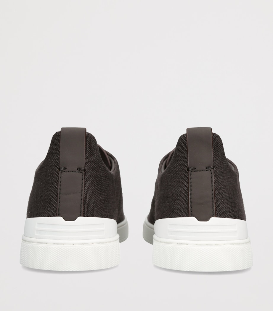 Zegna Canvas Triple Stitch Sneakers Dark Brown Image 4