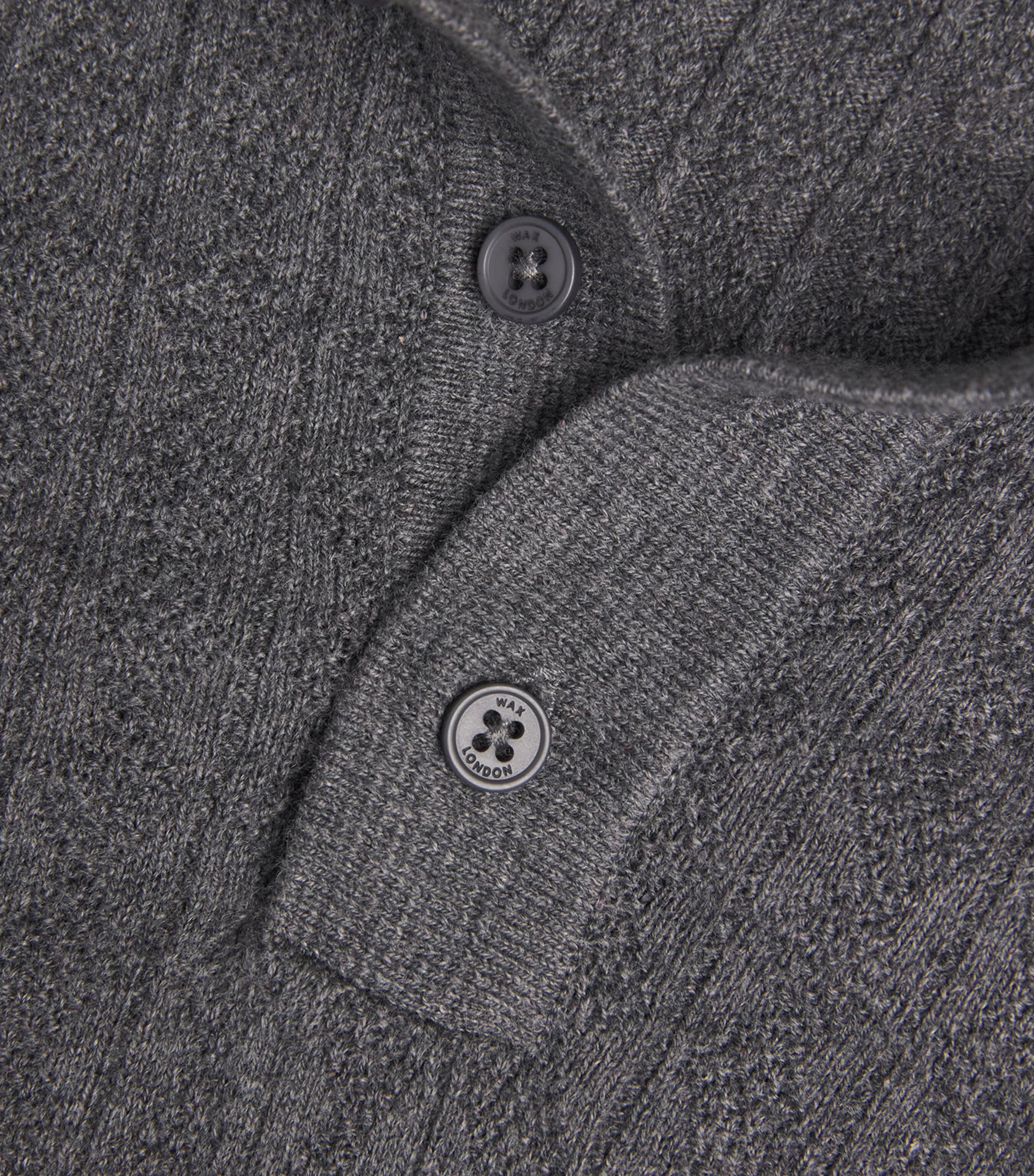 Wax London Mens Cotton-Cashmere Oban Polo Sweater Grey Marl Image 5