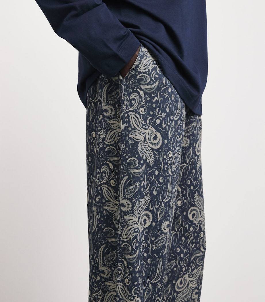Hanro Mens Cotton Night & Day Lounge Trousers Midnight D Image 3
