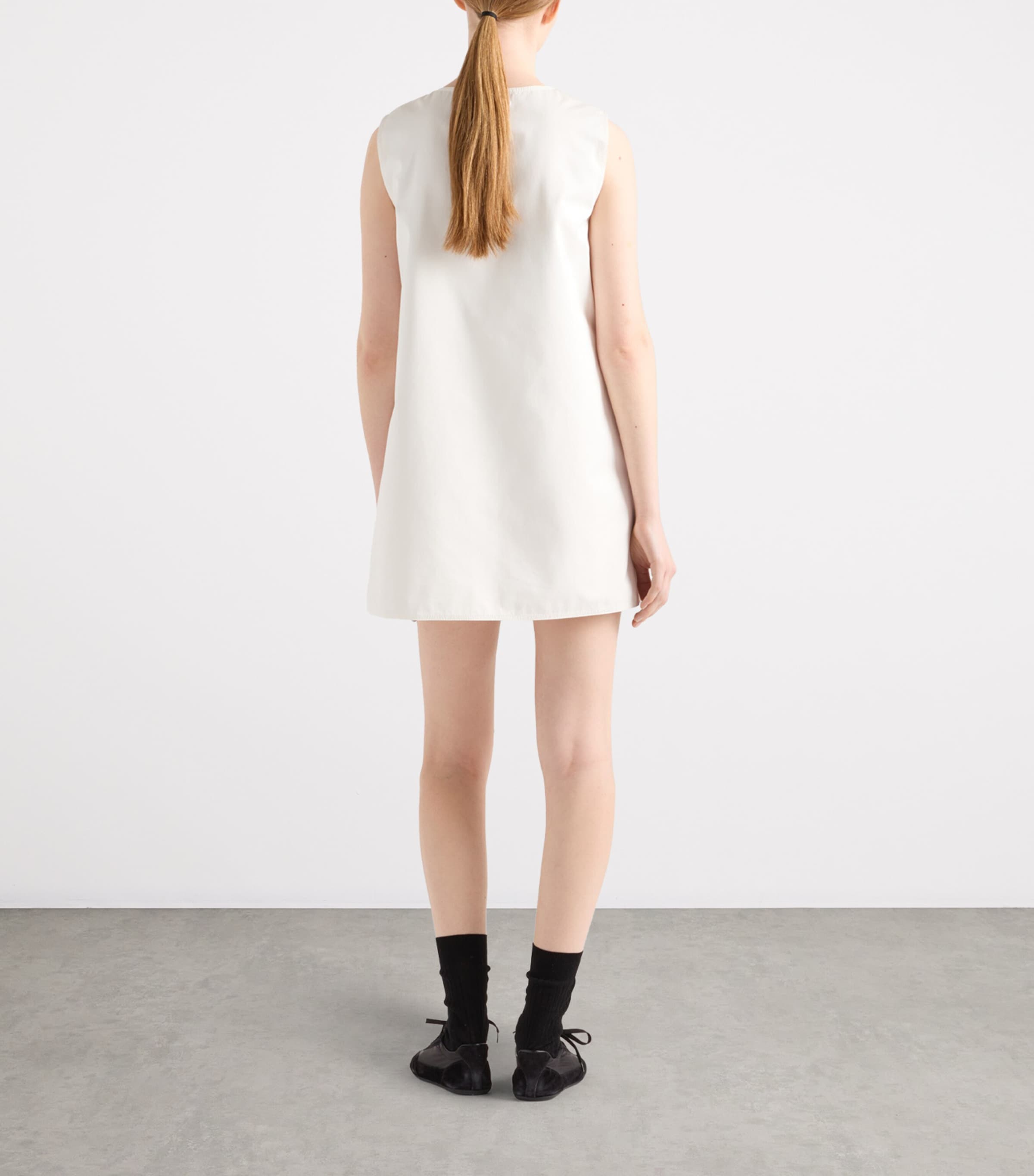 PRADA 半袖ミニワンピース ホワイト Prada floral-print Mini Dress | White | FARFETCH