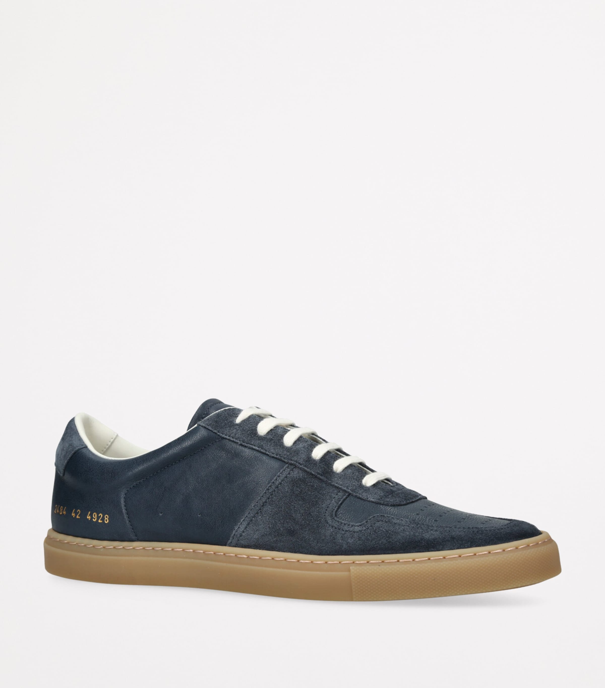 Leather and Suede BBall Sneakers NAVY Image 3