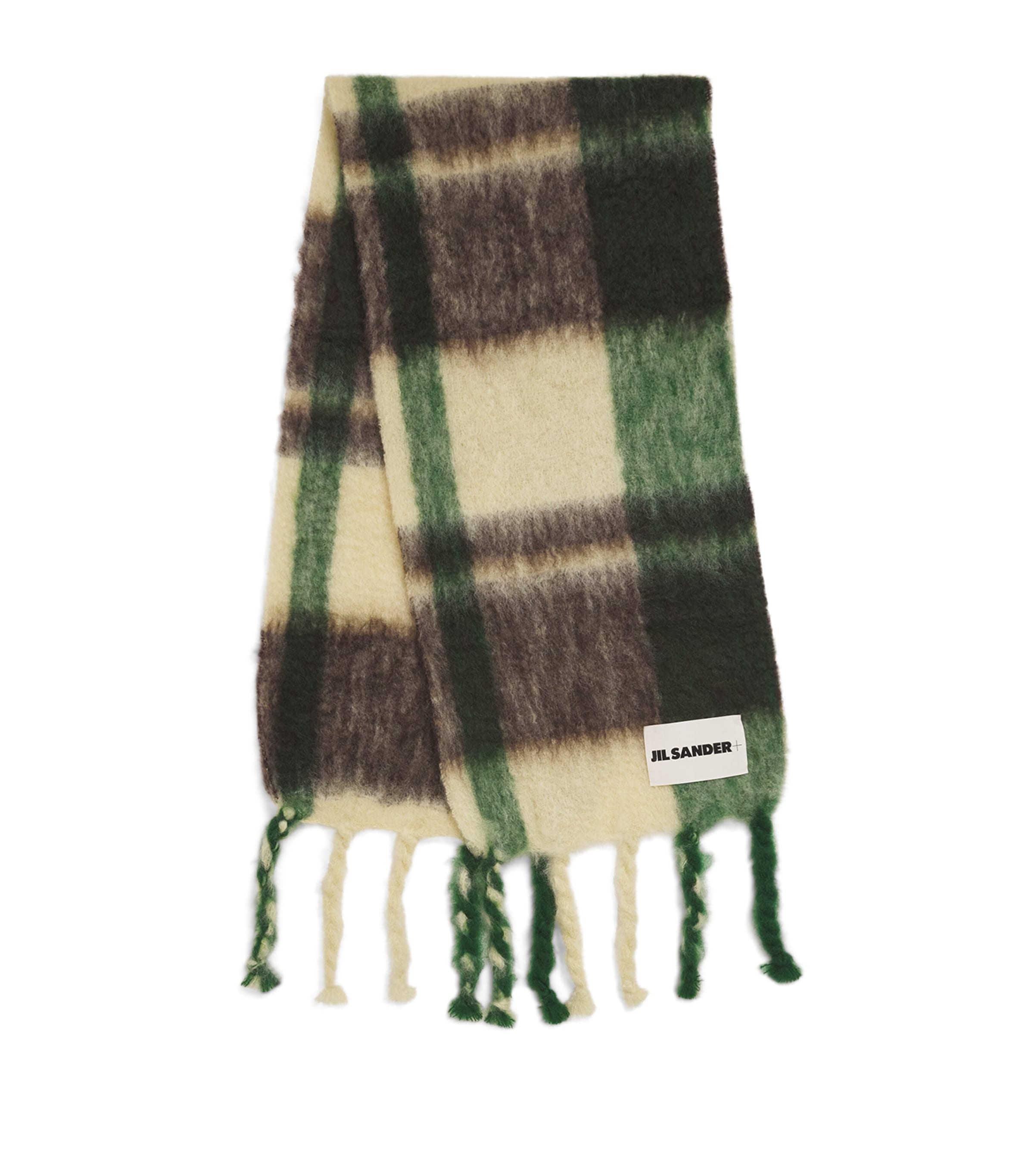 Jil Sander Mohair-wool Blend Check Scarf