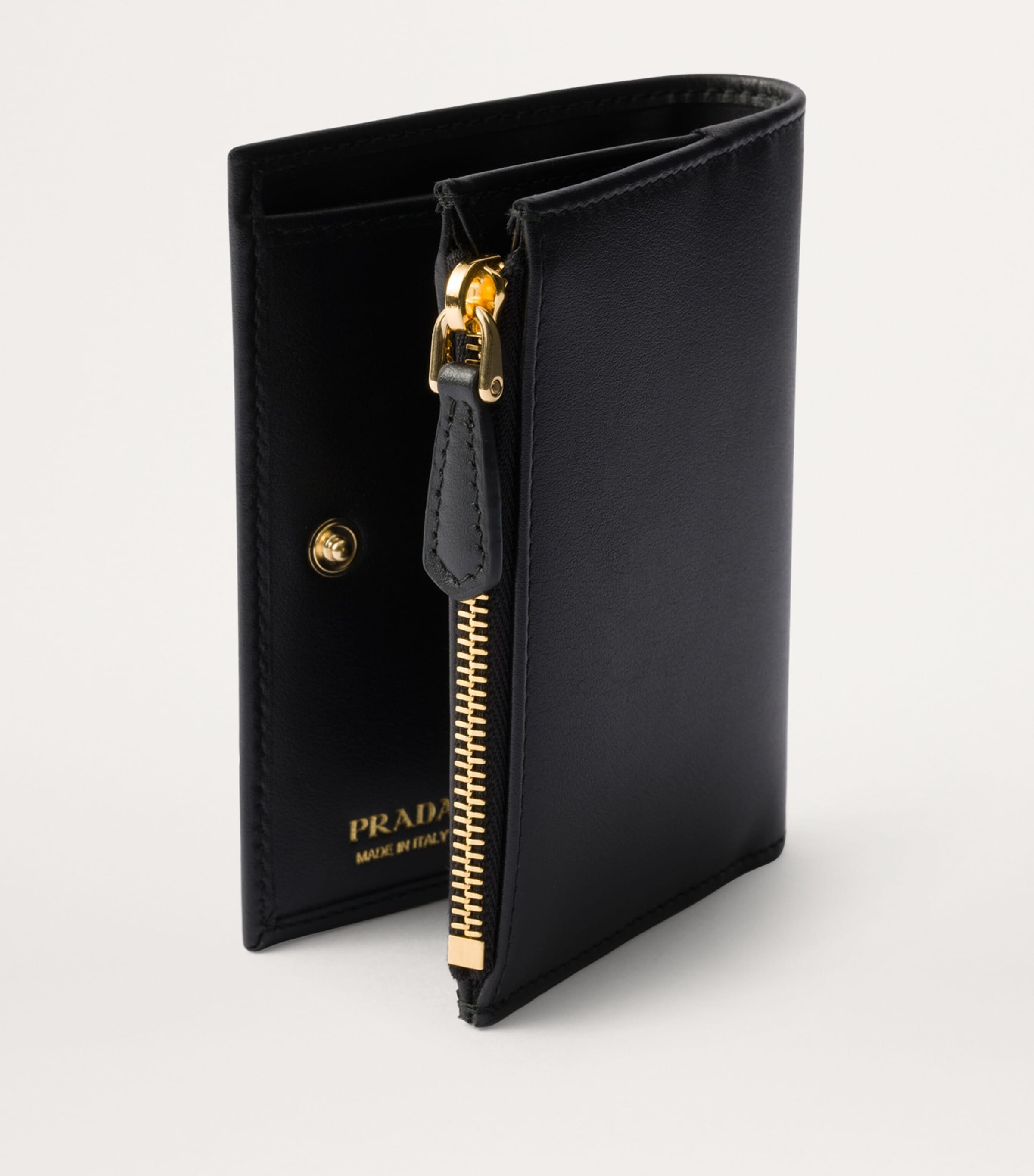 Prada Black Small Leather Triangle Wallet | Harrods UK