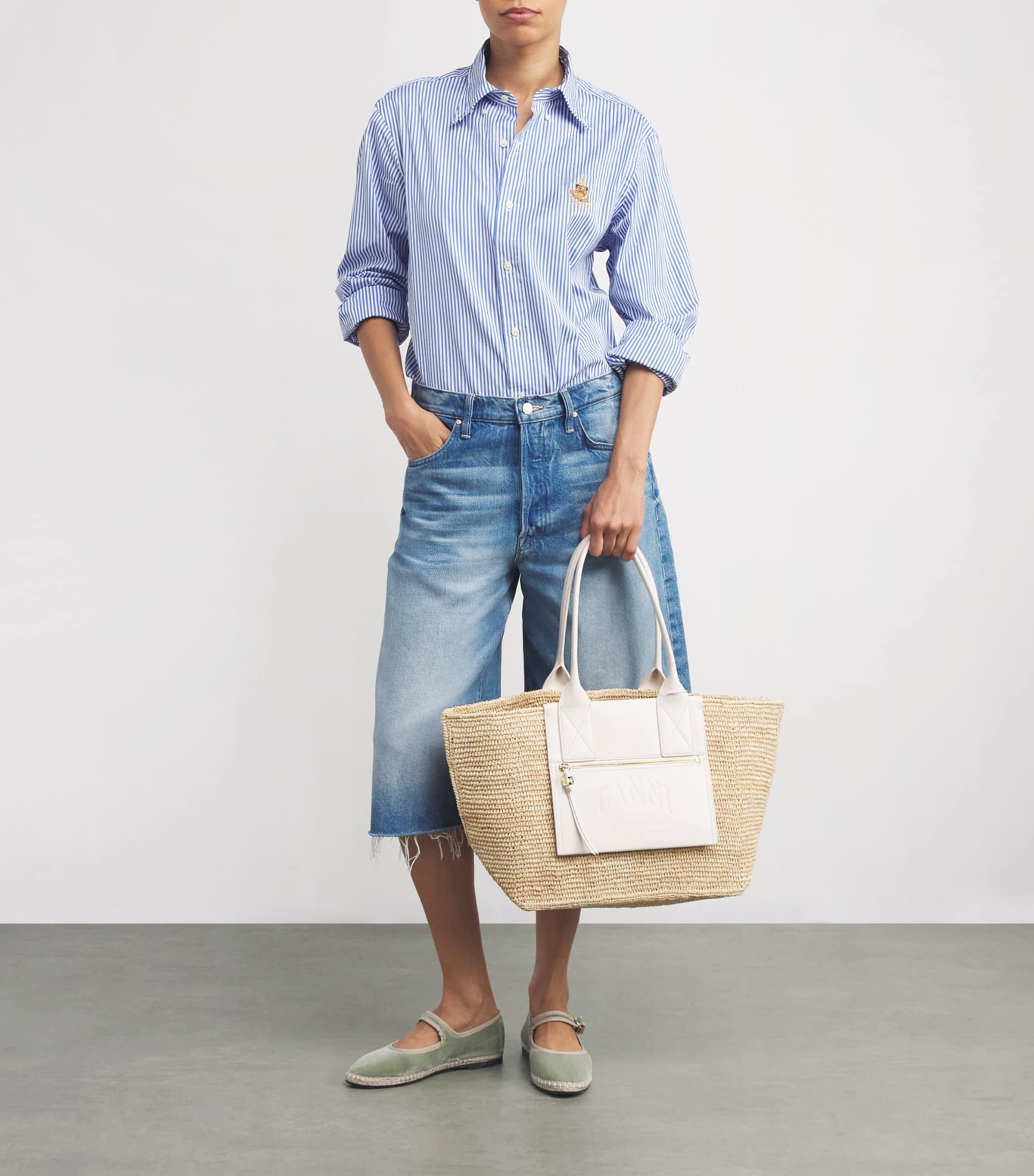 GANNI White Medium Raffia-Leather Tote Bag | Harrods FR GANNI White Medium Raffia-Leather Tote Bag | Harrods FR