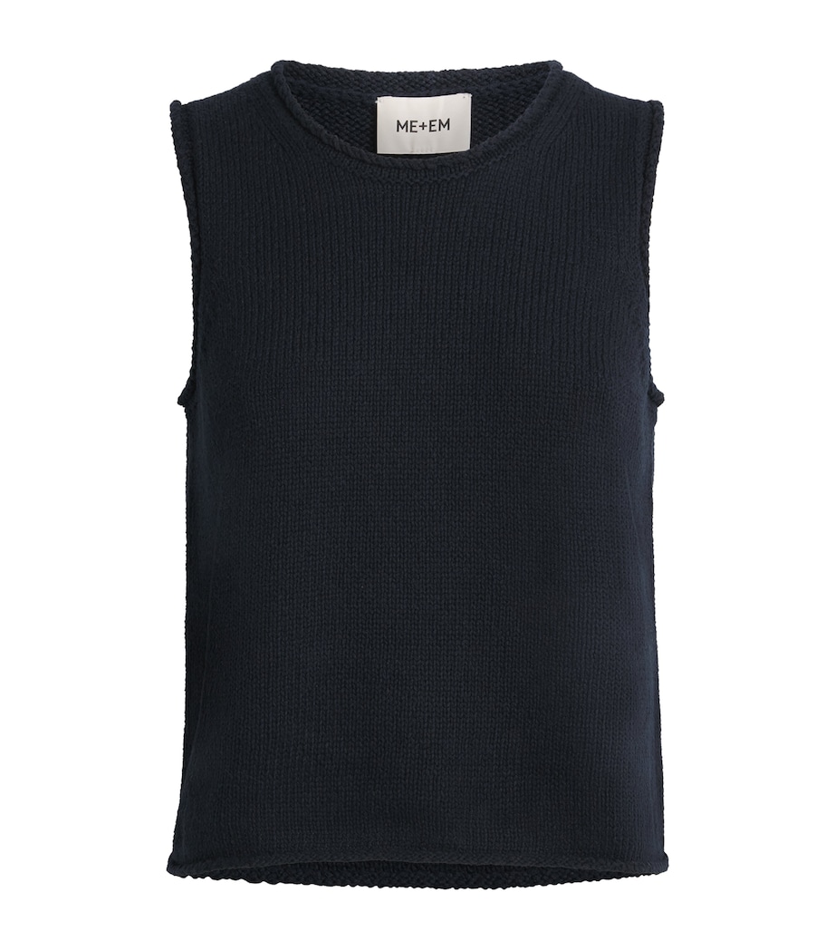 ME+EM Womens Cotton-Blend Sweater Vest Navy Image 1
