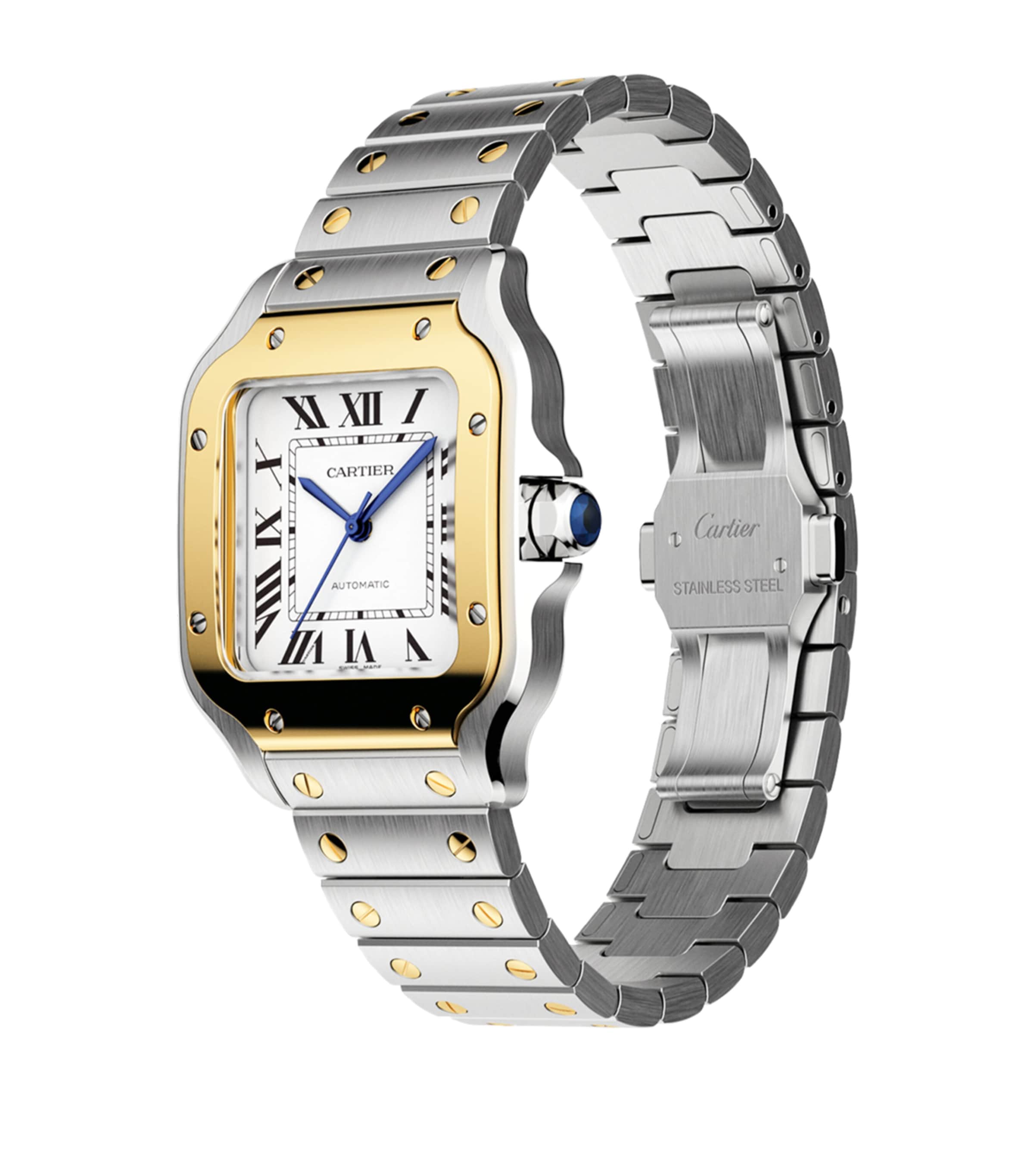 Cartier Yellow Gold and Stainless Steel Santos de Cartier Watch 42mm Grey Image 2