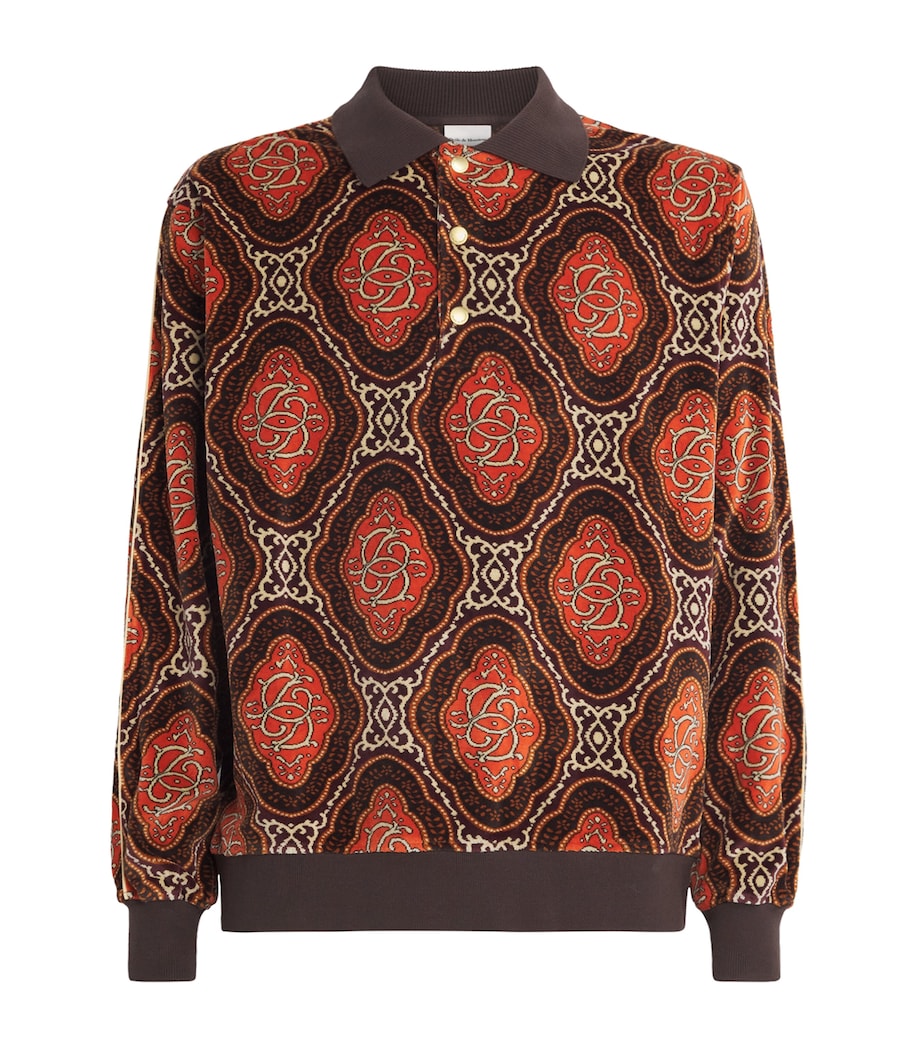 Cotton Velvet Médaillon Jacquard Polo Shirt BN / BROWN Image 1